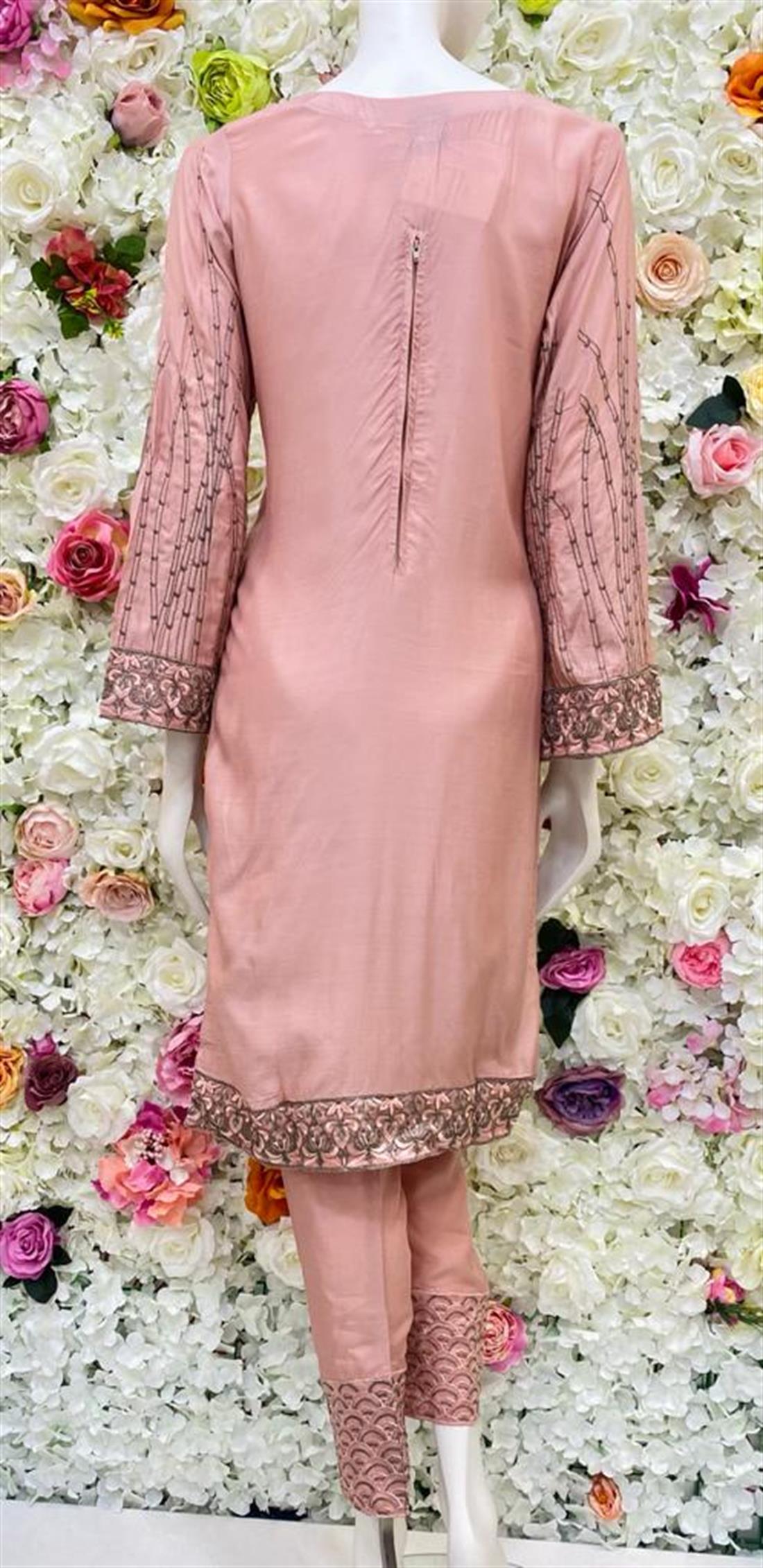 Dusty Pink Stone Work Chiffon Ladies Readymade