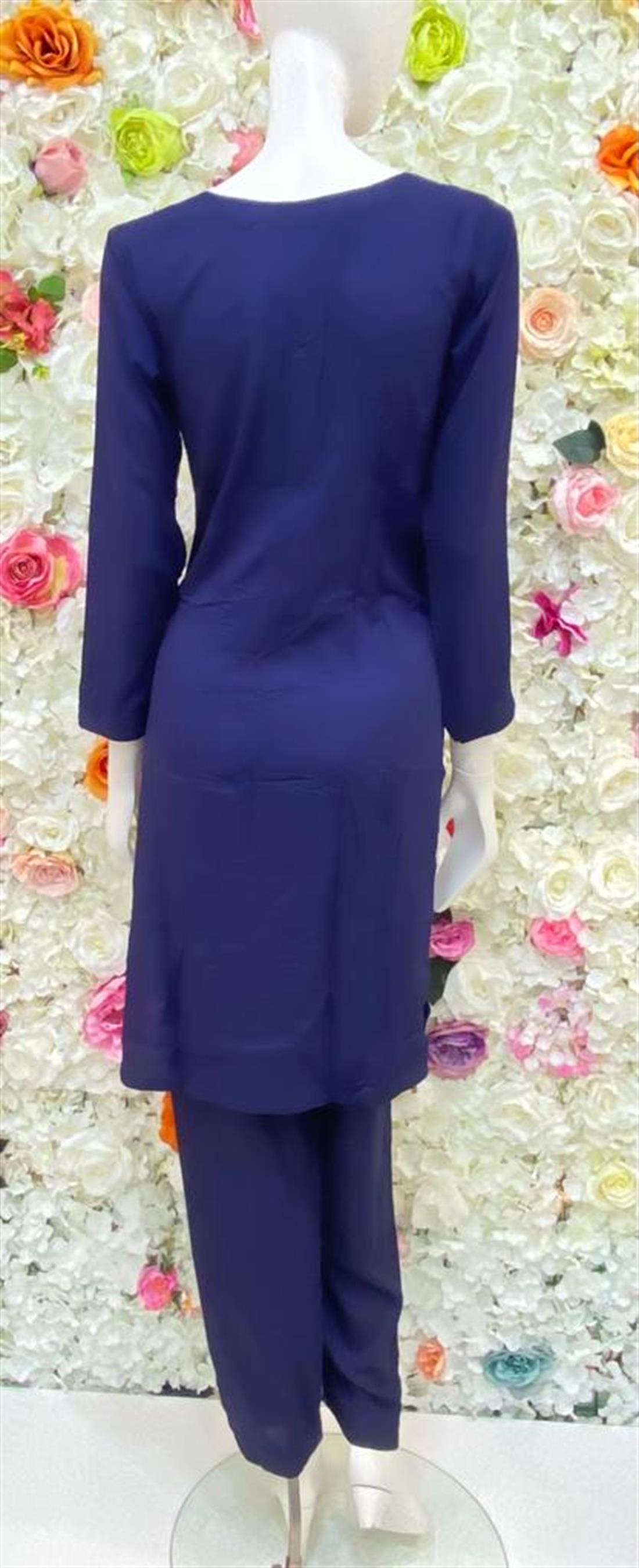 Navy Blue Embroidered Chiffon Ladies Readymade