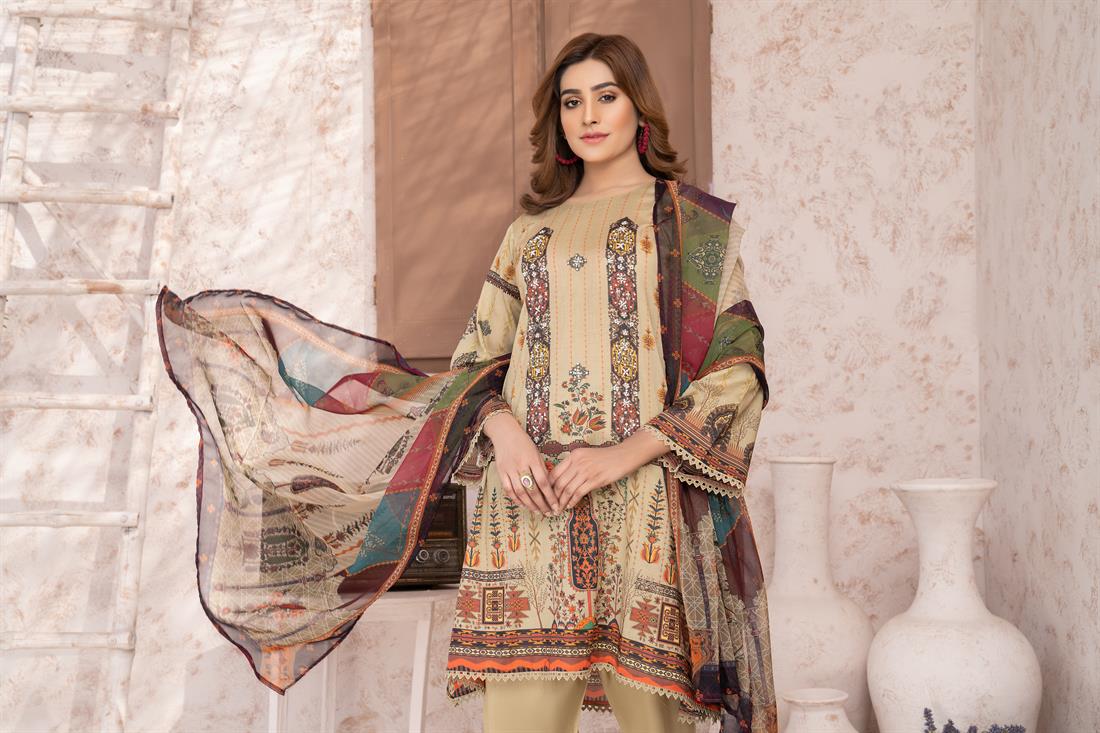 Mint Digital Print Printed Lawn Salwar Suit & Chiffon Dupatta