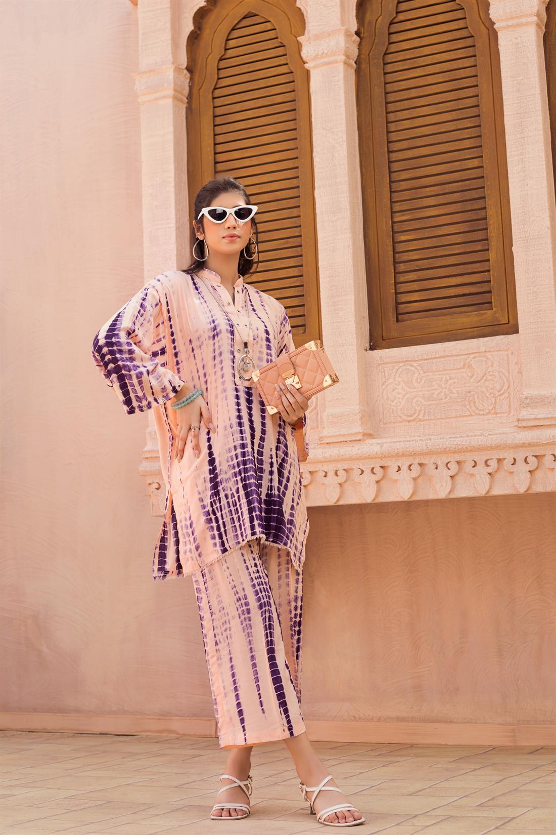 Peach 2 Piece Casual Ladieswear Readymade Outfit