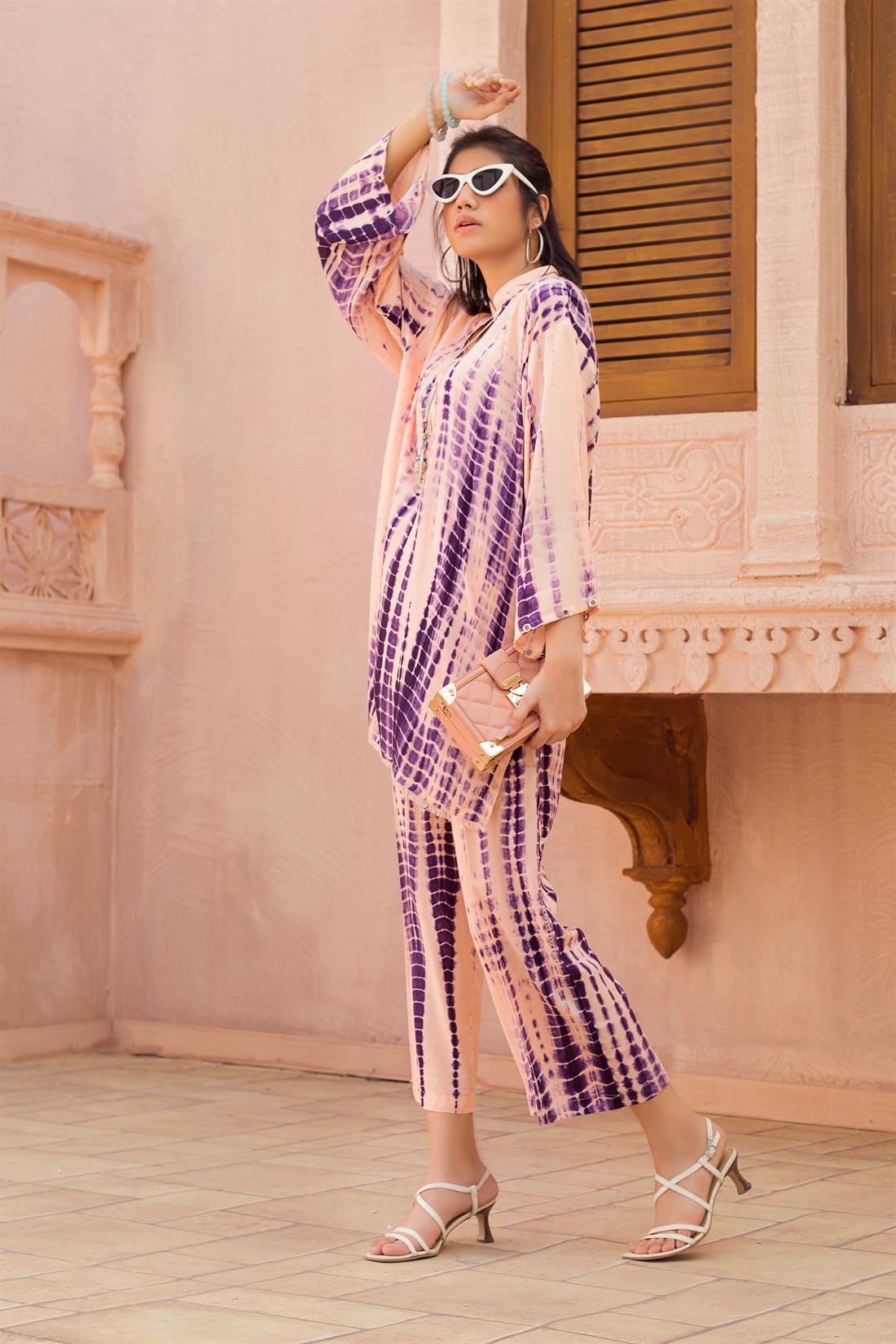 Peach 2 Piece Casual Ladieswear Readymade Outfit