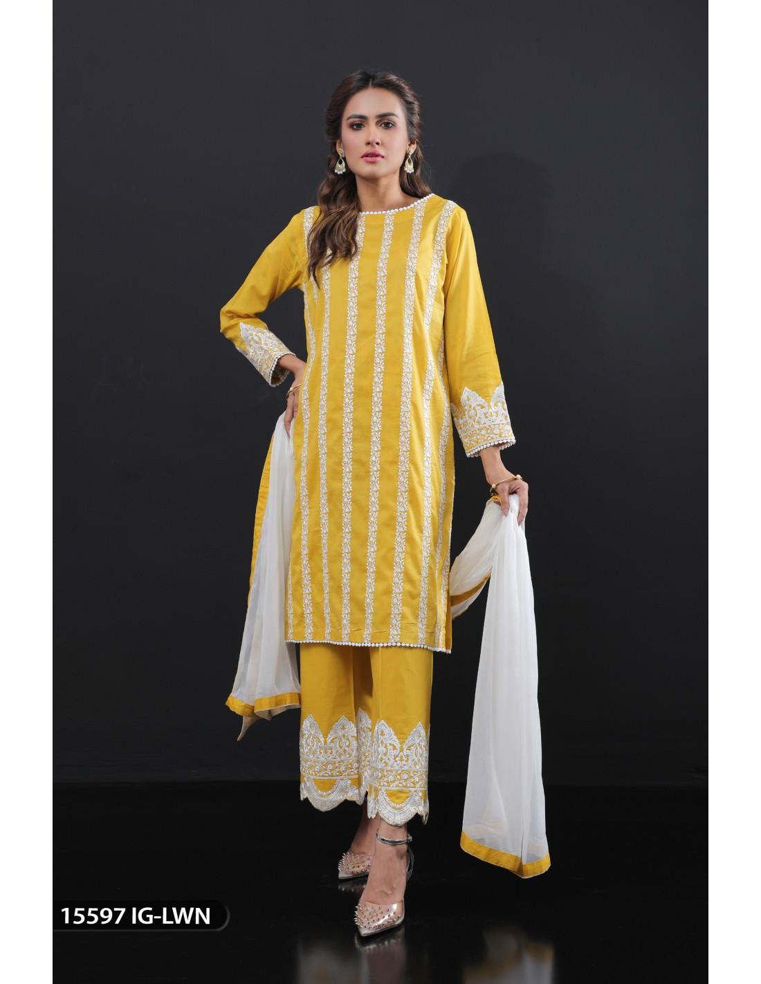 Mustard Embroidered Chiffon ShaPosh