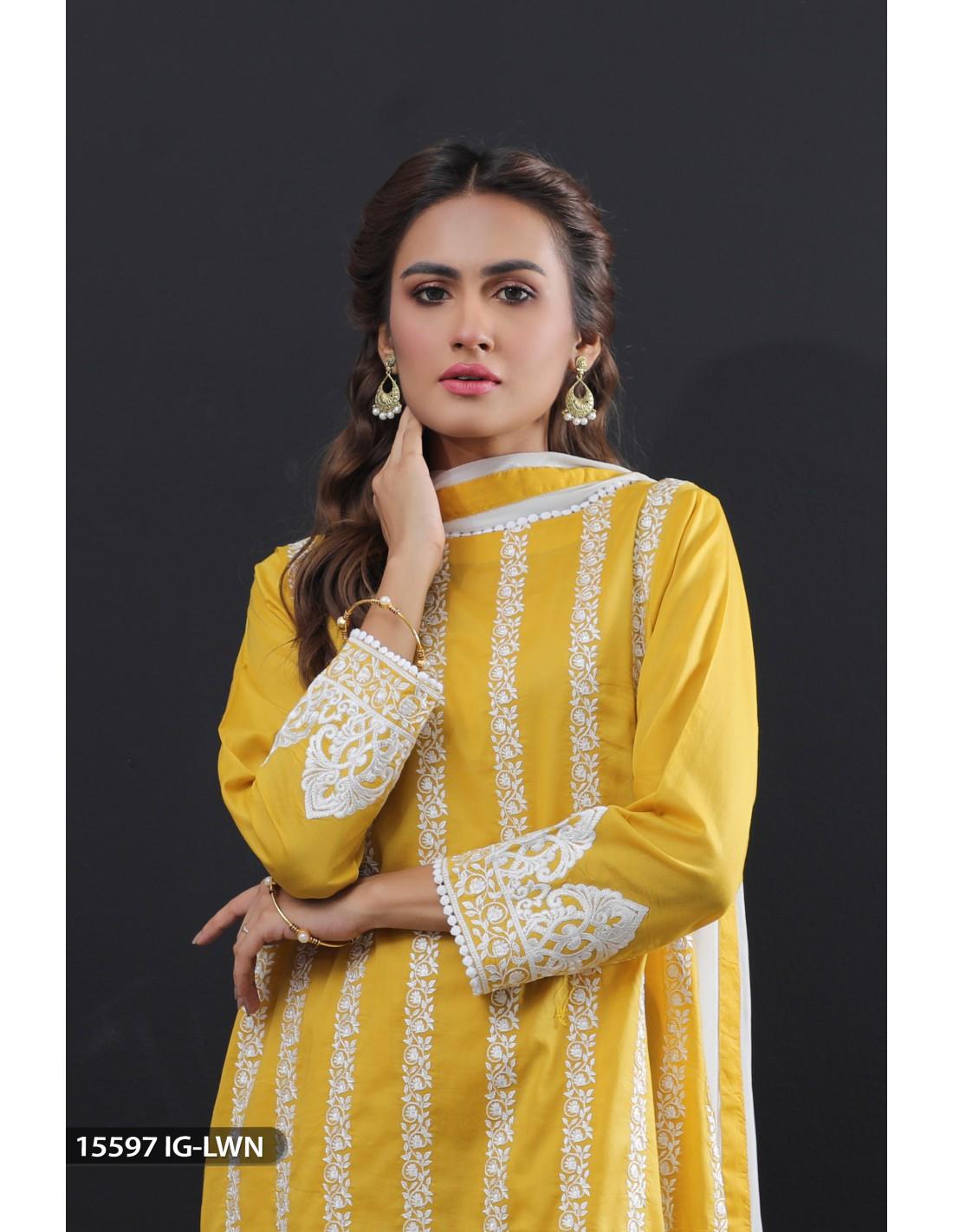 Mustard Embroidered Chiffon ShaPosh