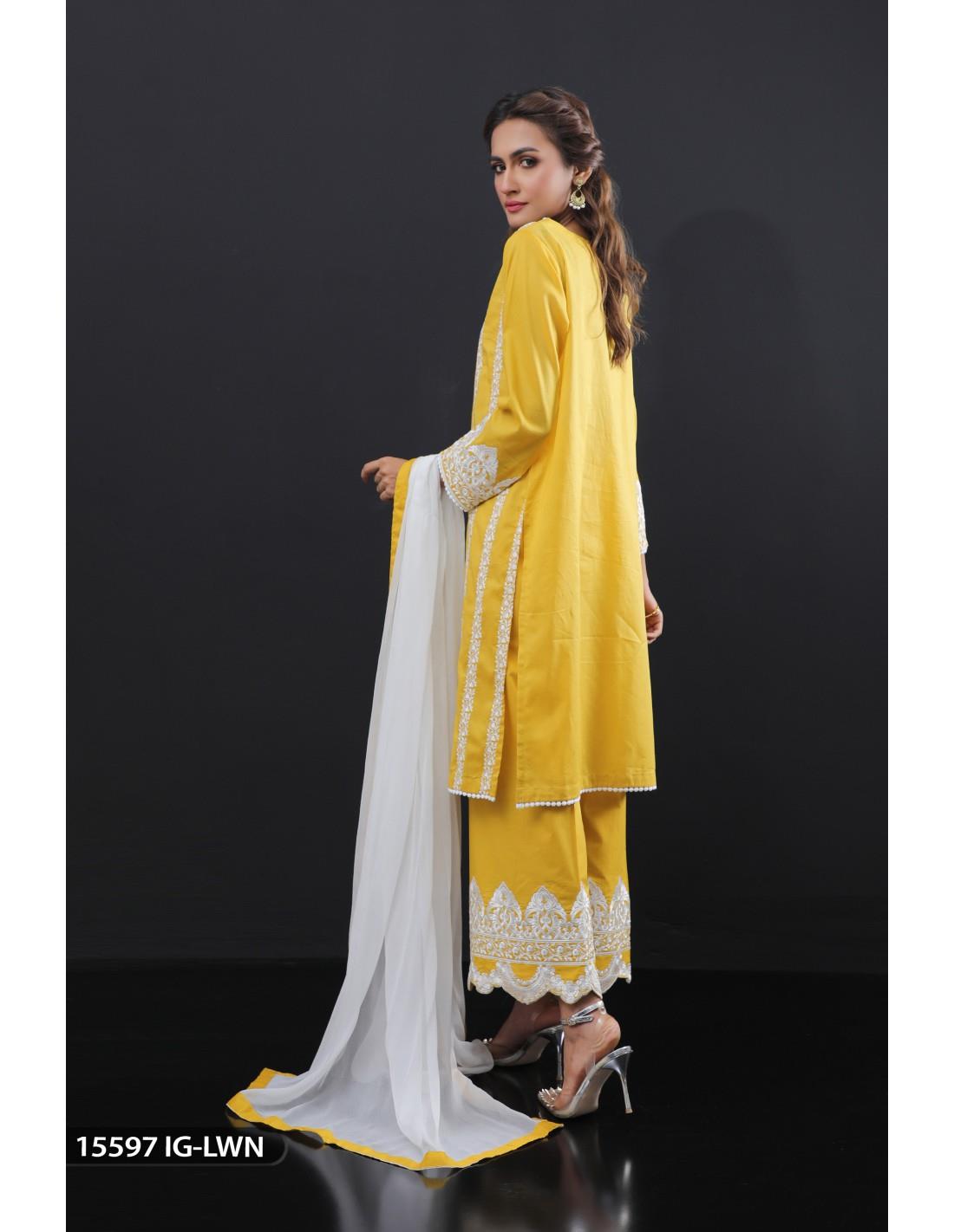 Mustard Embroidered Chiffon ShaPosh
