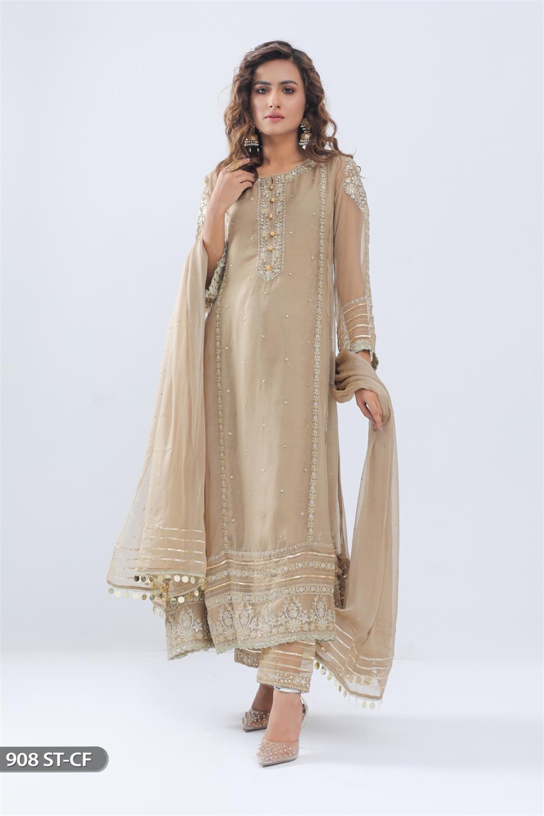 Skin Embroidered Chiffon ShaPosh