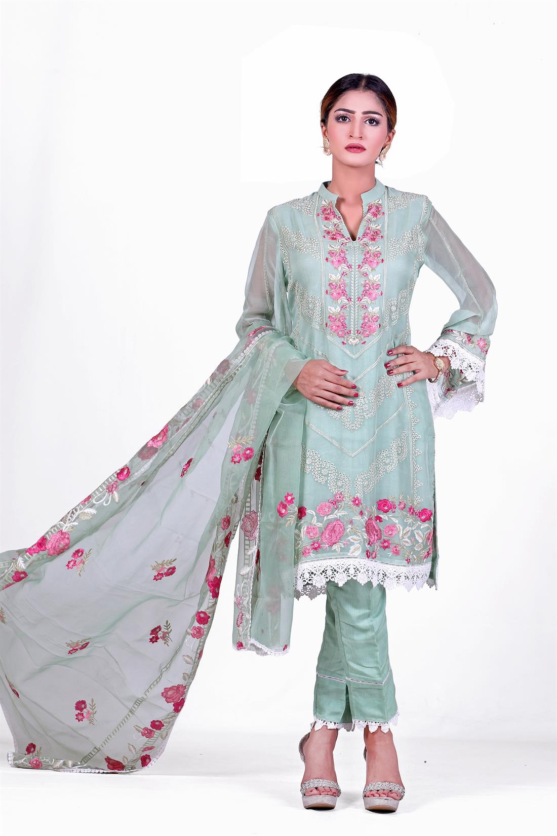 Pista Embroidered Chiffon Ladies Readymade