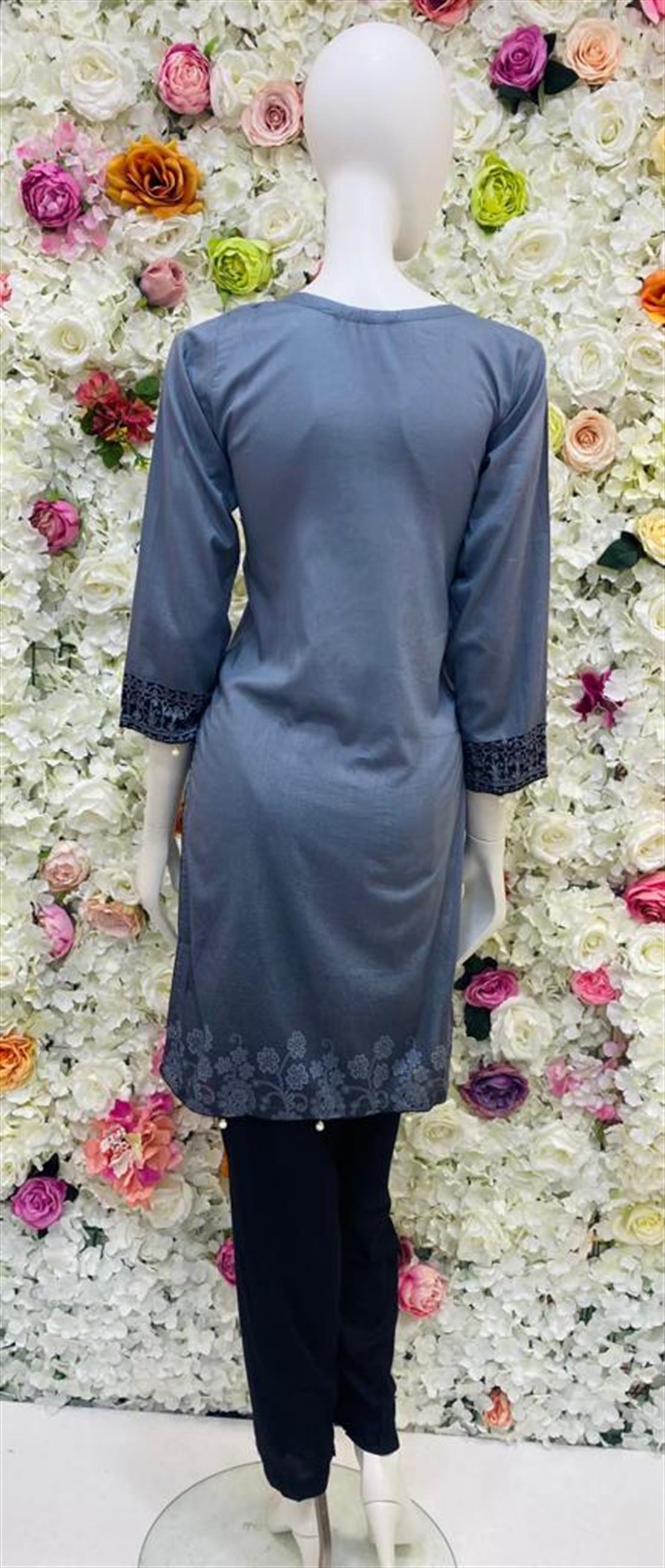 Grey Embroidered Chiffon Ladies Readymade