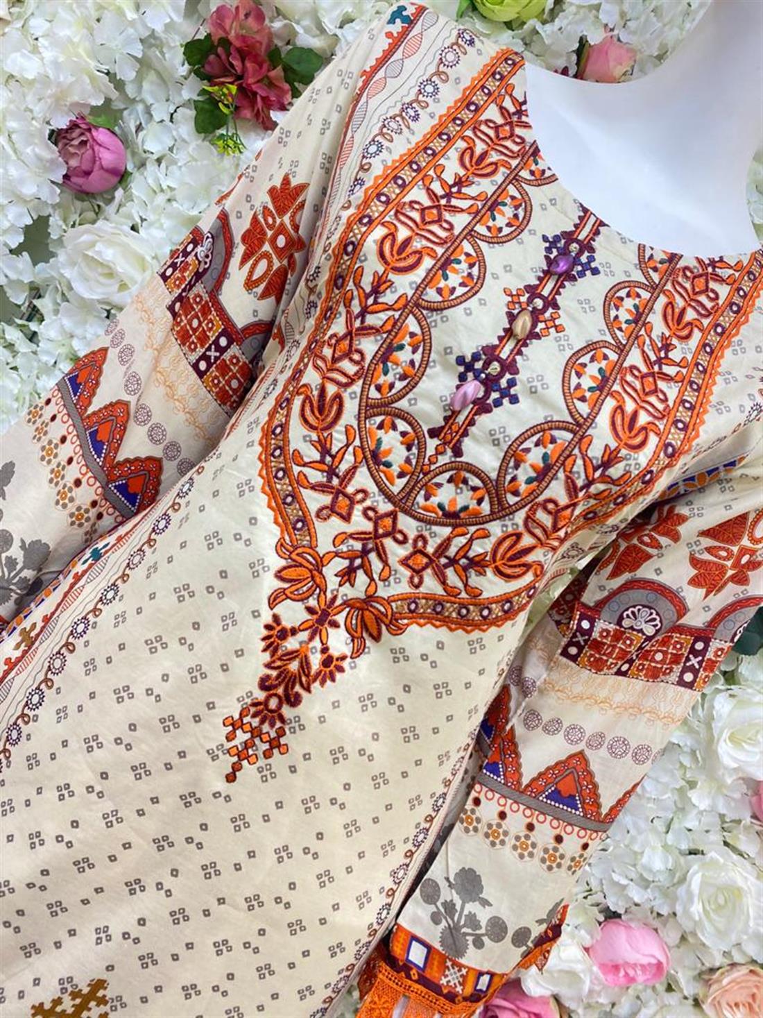 Skin Embroidered Chiffon Ladies Readymade