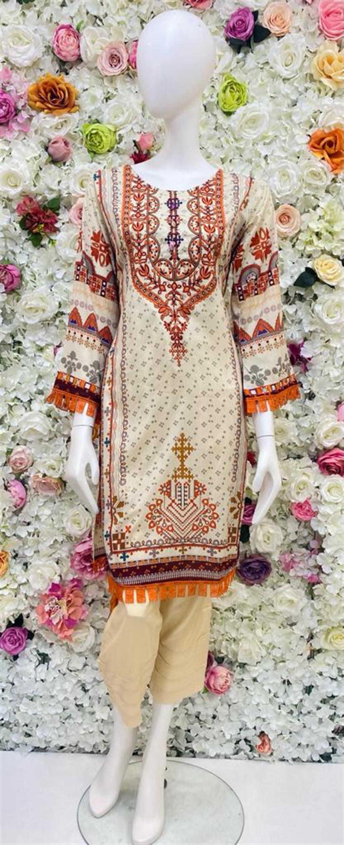 Skin Embroidered Chiffon Ladies Readymade