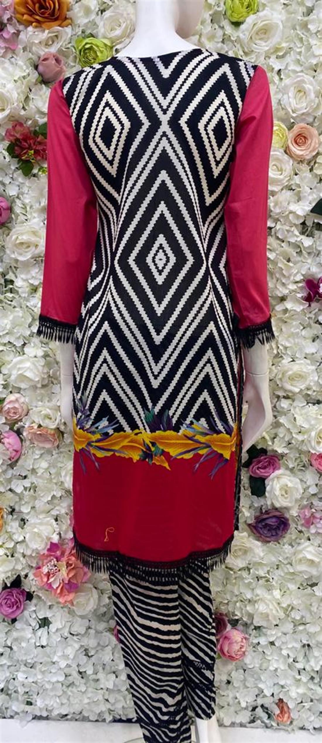 Pink Embroidered Chiffon Ladies Readymade