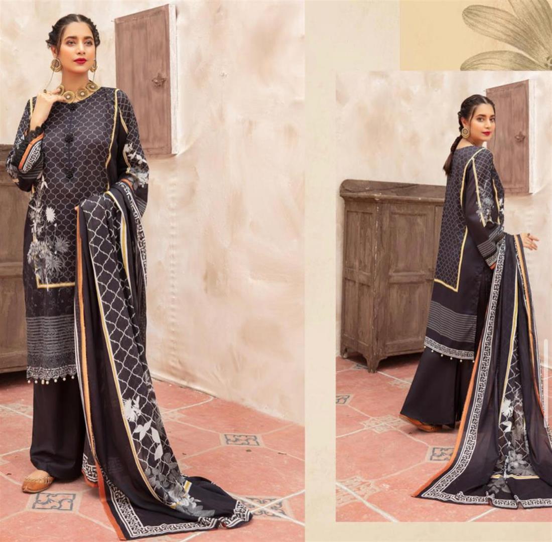 Black RIAZ ARTS Mahee’s and White LAWN Collection