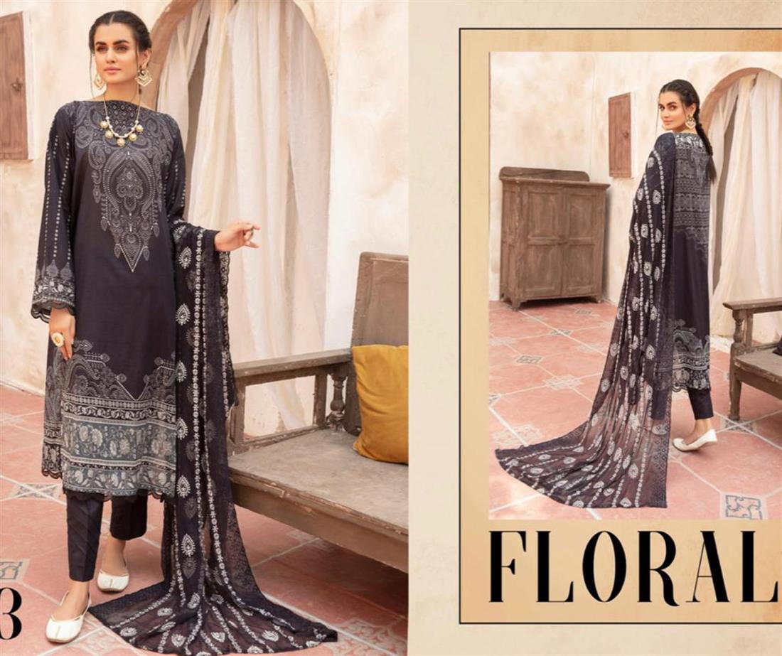 Black RIAZ ARTS Mahee’s and White LAWN Collection