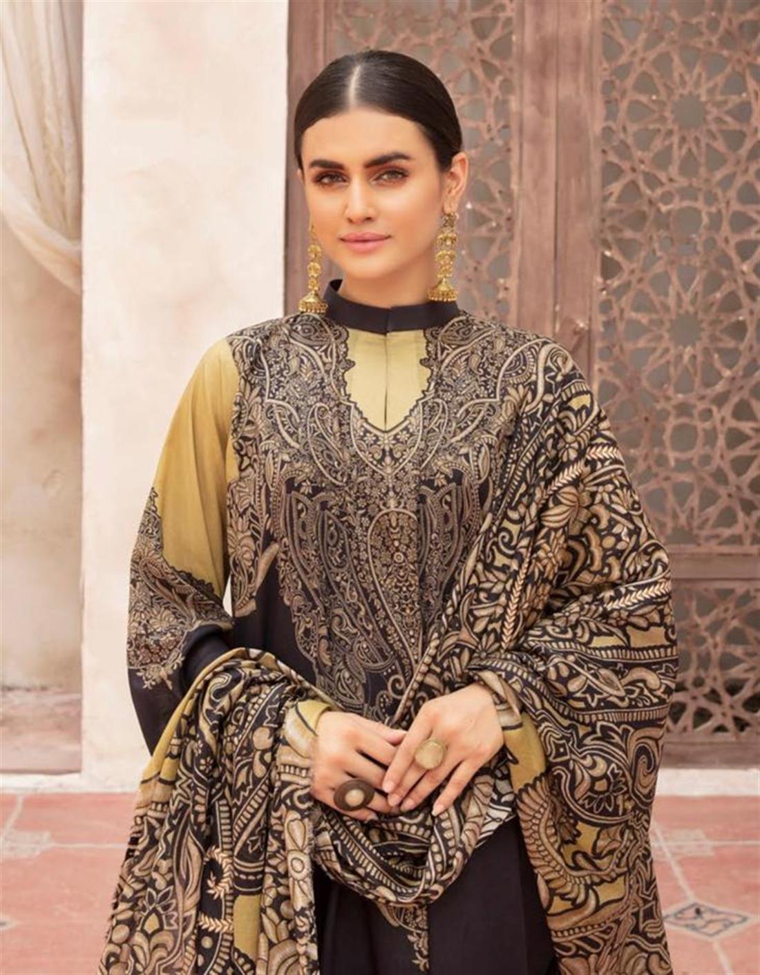 Black & Khakhi RIAZ ARTS Mahee’s and White LAWN Collection
