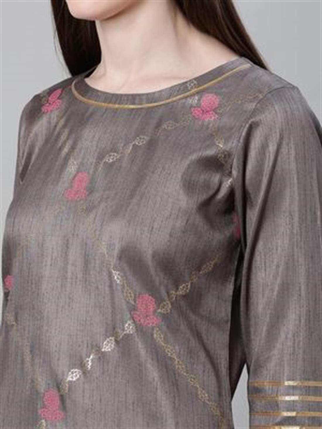 Grey Printed Chiffon Palazzo Ladies Readymade