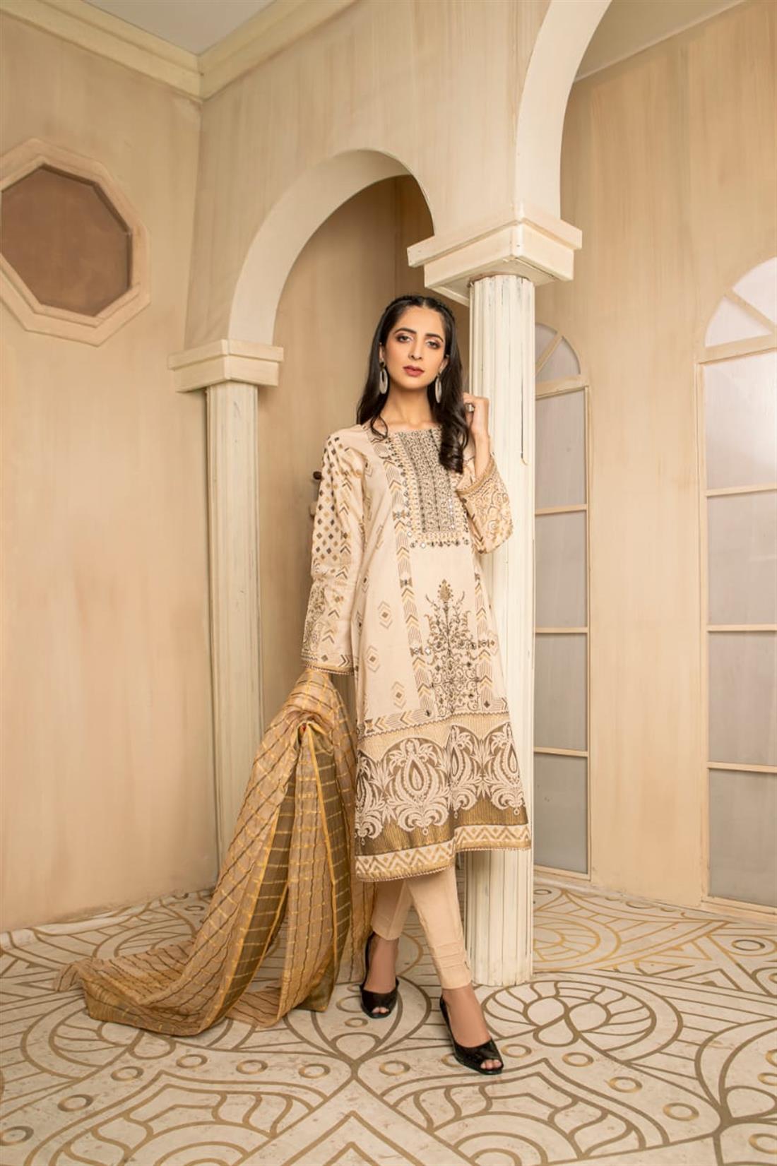 Skin Mirror Work Organza Ladies Readymade