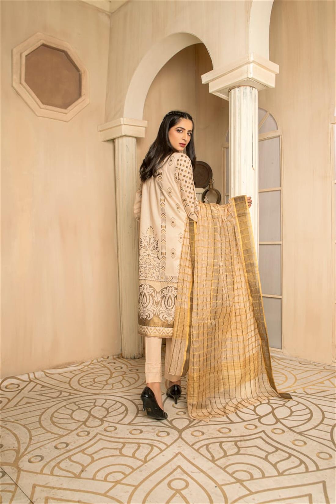 Skin Mirror Work Organza Ladies Readymade
