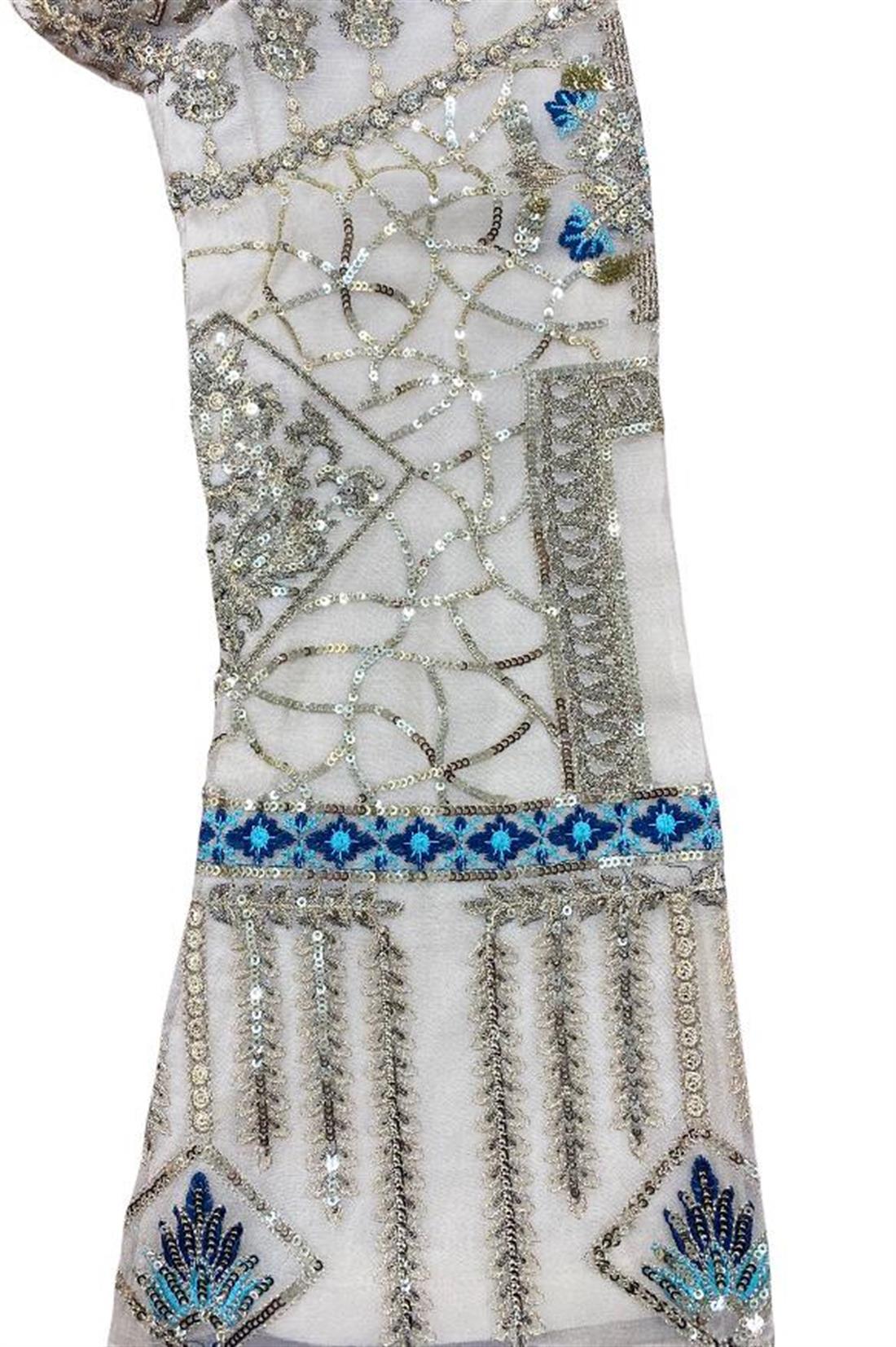 Cream Embroidered Chiffon Sharara Ladies Readymade