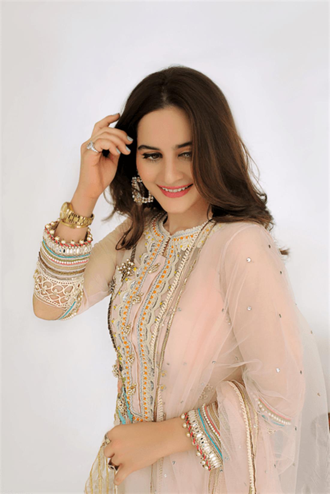 Baby Pink & Cream Embroidered Raw Silk Ladies Readymade