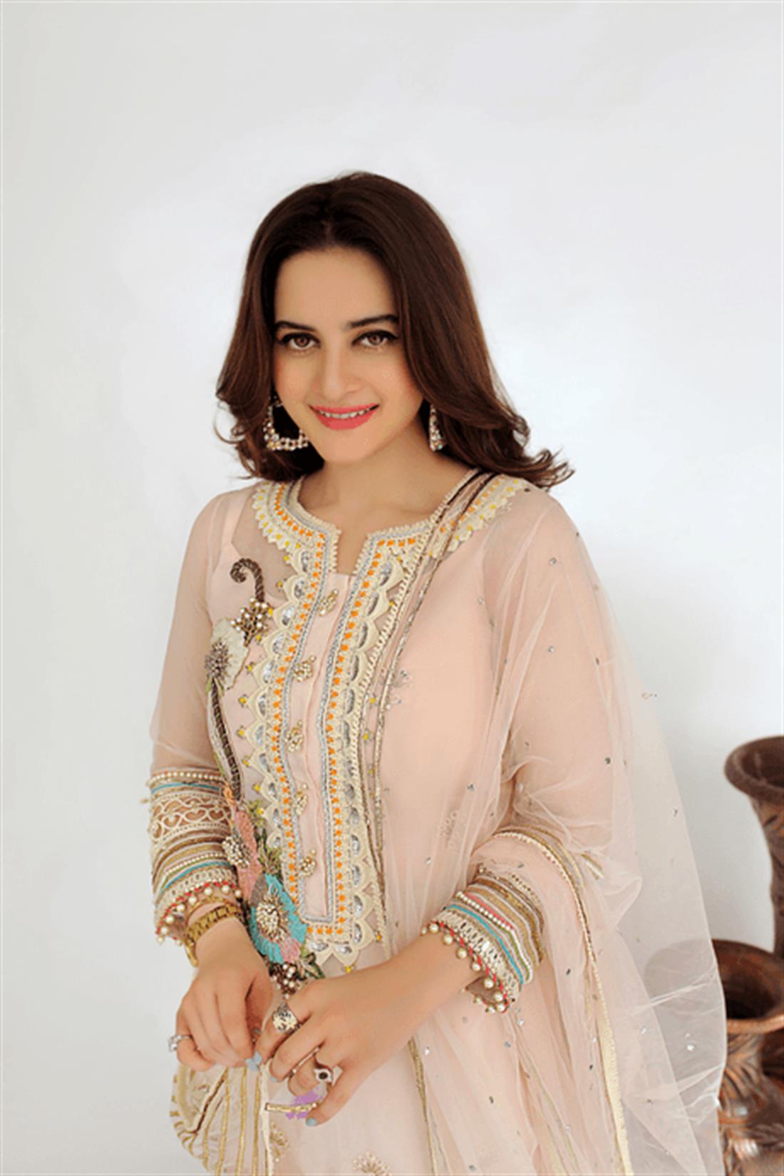 Baby Pink & Cream Embroidered Raw Silk Ladies Readymade