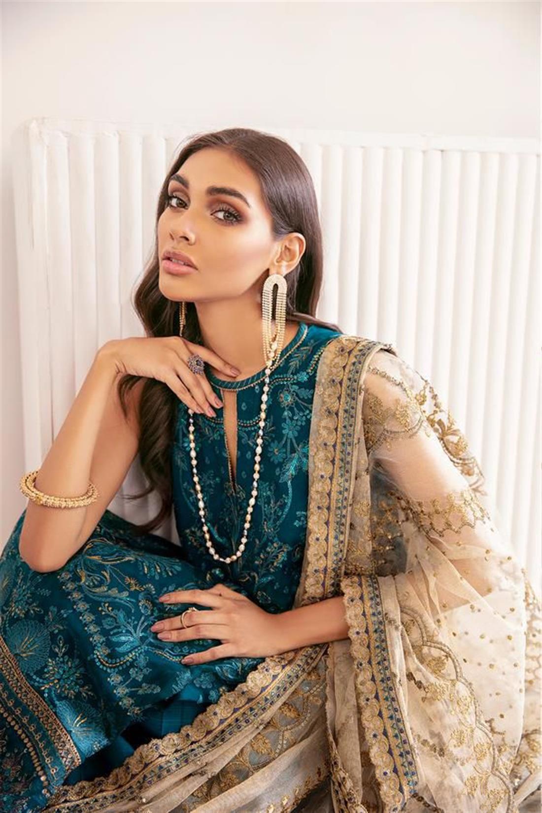 Sparkling Night Embroidered Chiffon Ladies Readymade