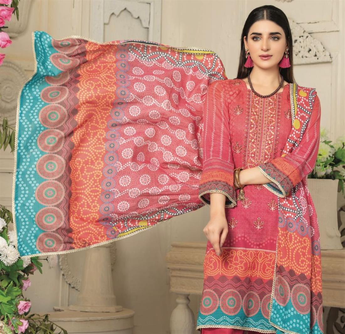 Magenta Pink Embroidered Lawn Ladies Readymade