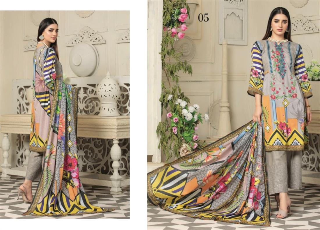 Grey Embroidered Lawn Ladies Readymade