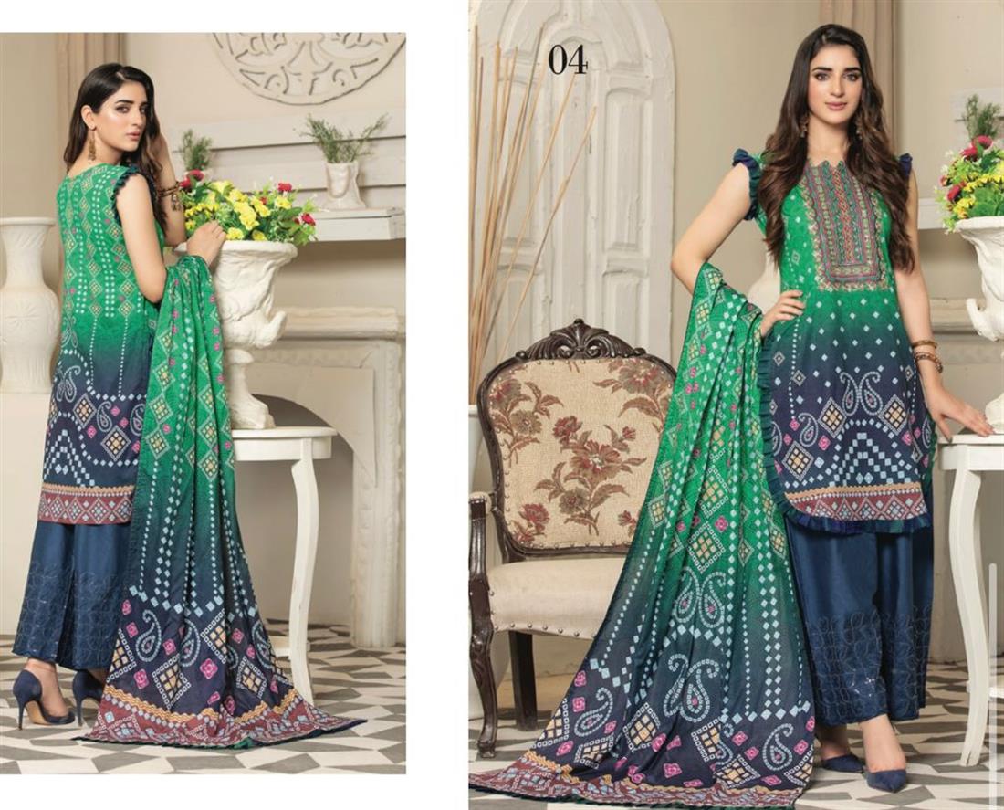 Green Embroidered Lawn Ladies Readymade