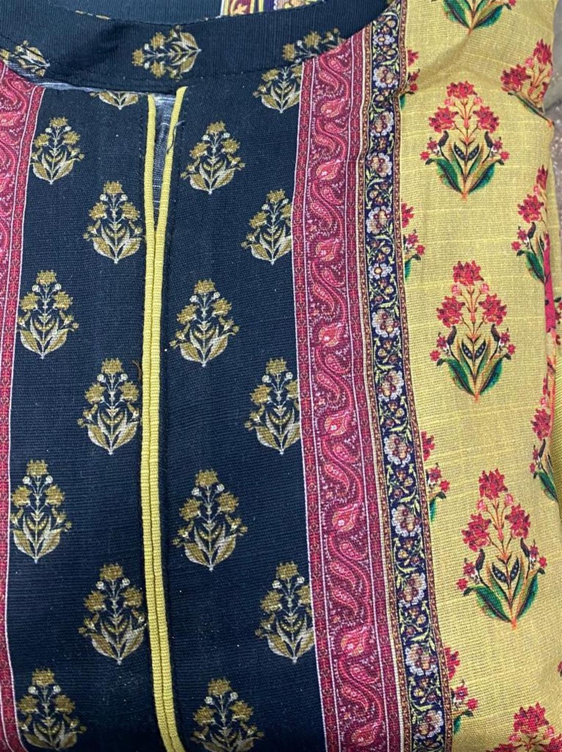 Mustard Embroidered Palazzo 3 Piece Khaddar Kameez with Shawl & Trouser