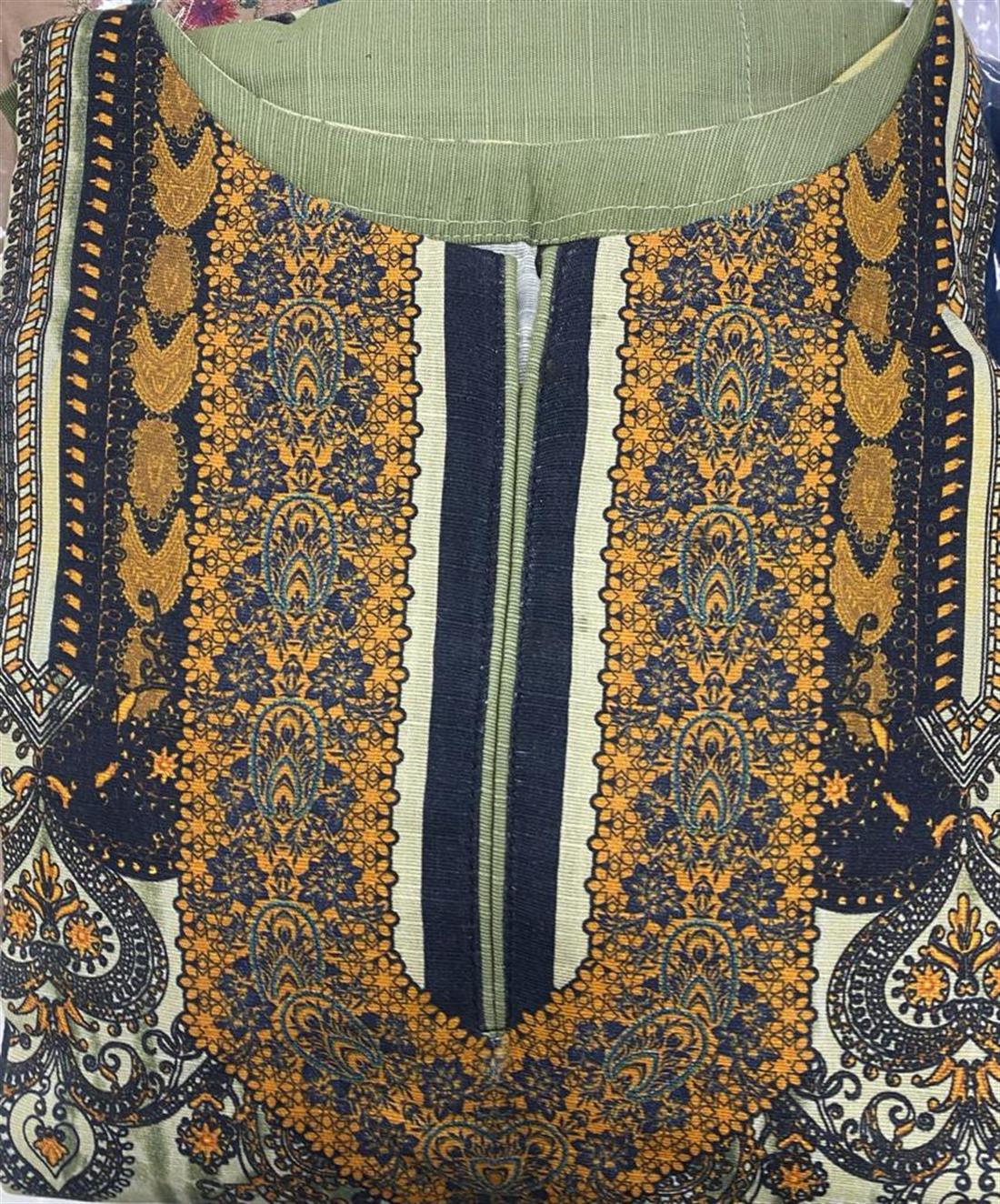 Mehndi Khaddar 3 Piece Embroidered Kameez with Shawl & Palazzo