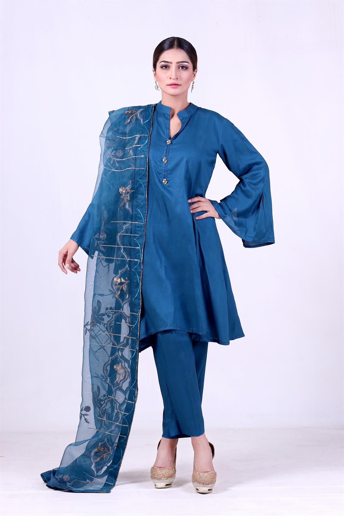 Zinc Embroidered Organza Ladies Readymade
