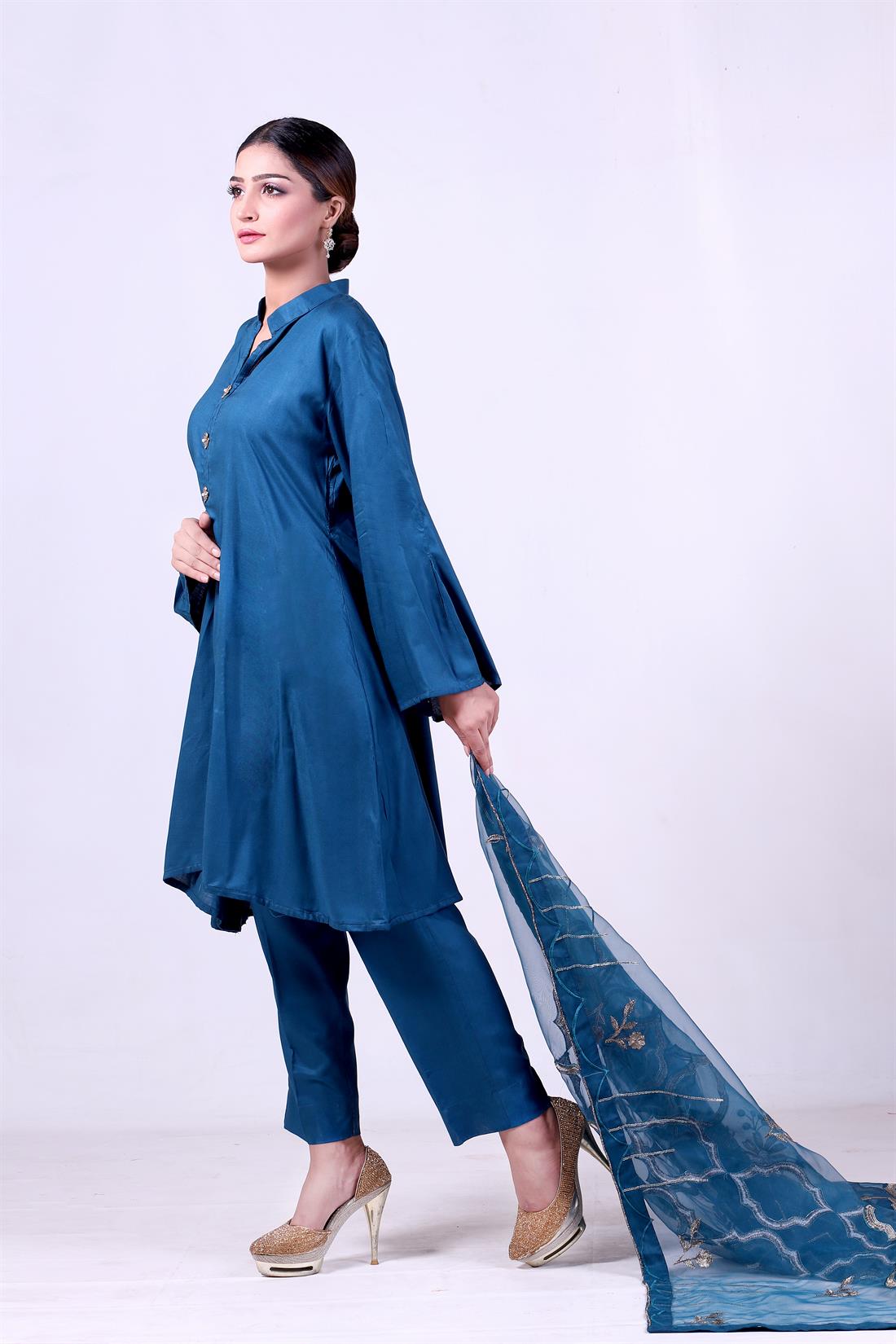 Zinc Embroidered Organza Ladies Readymade