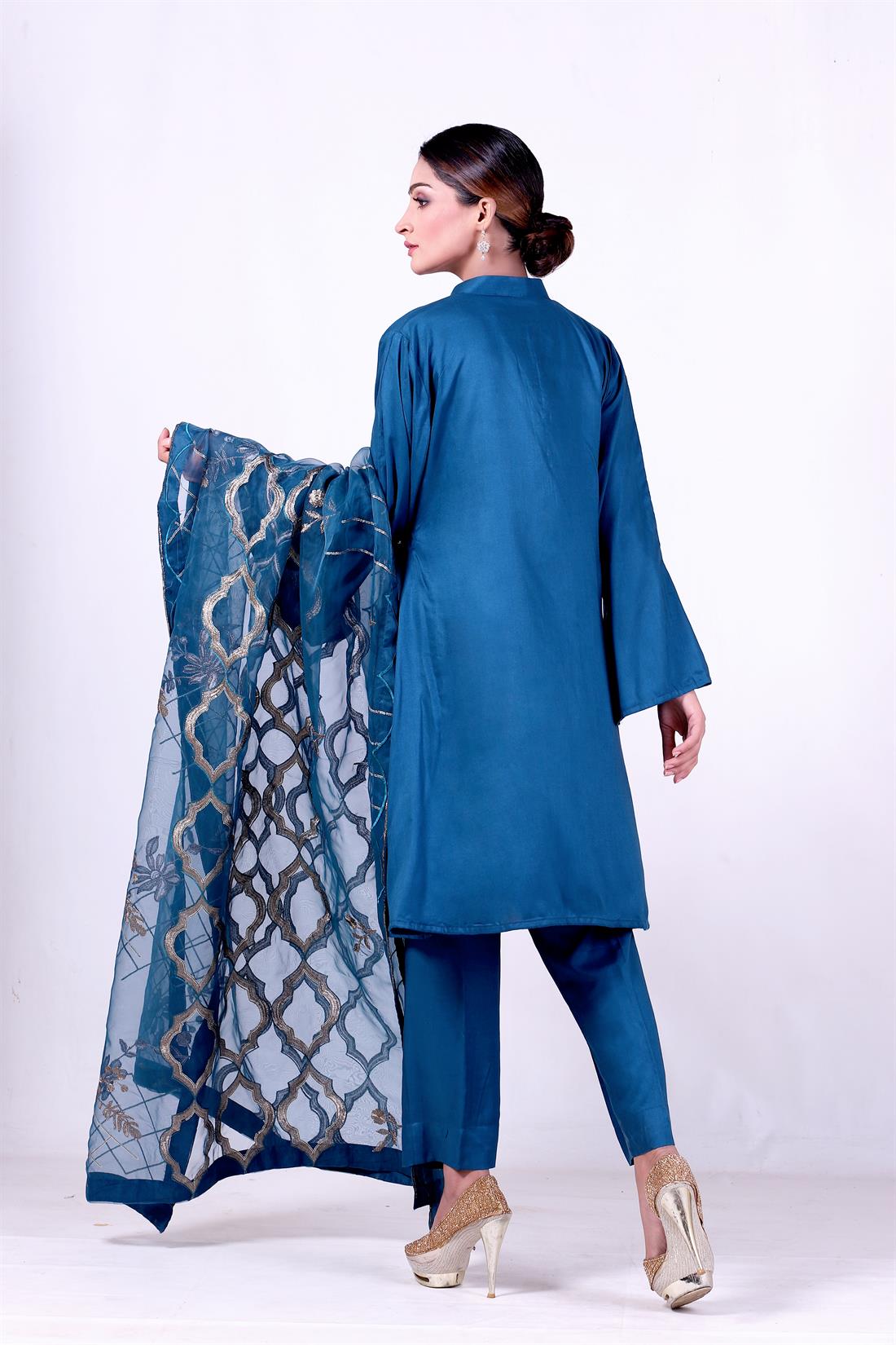 Zinc Embroidered Organza Ladies Readymade