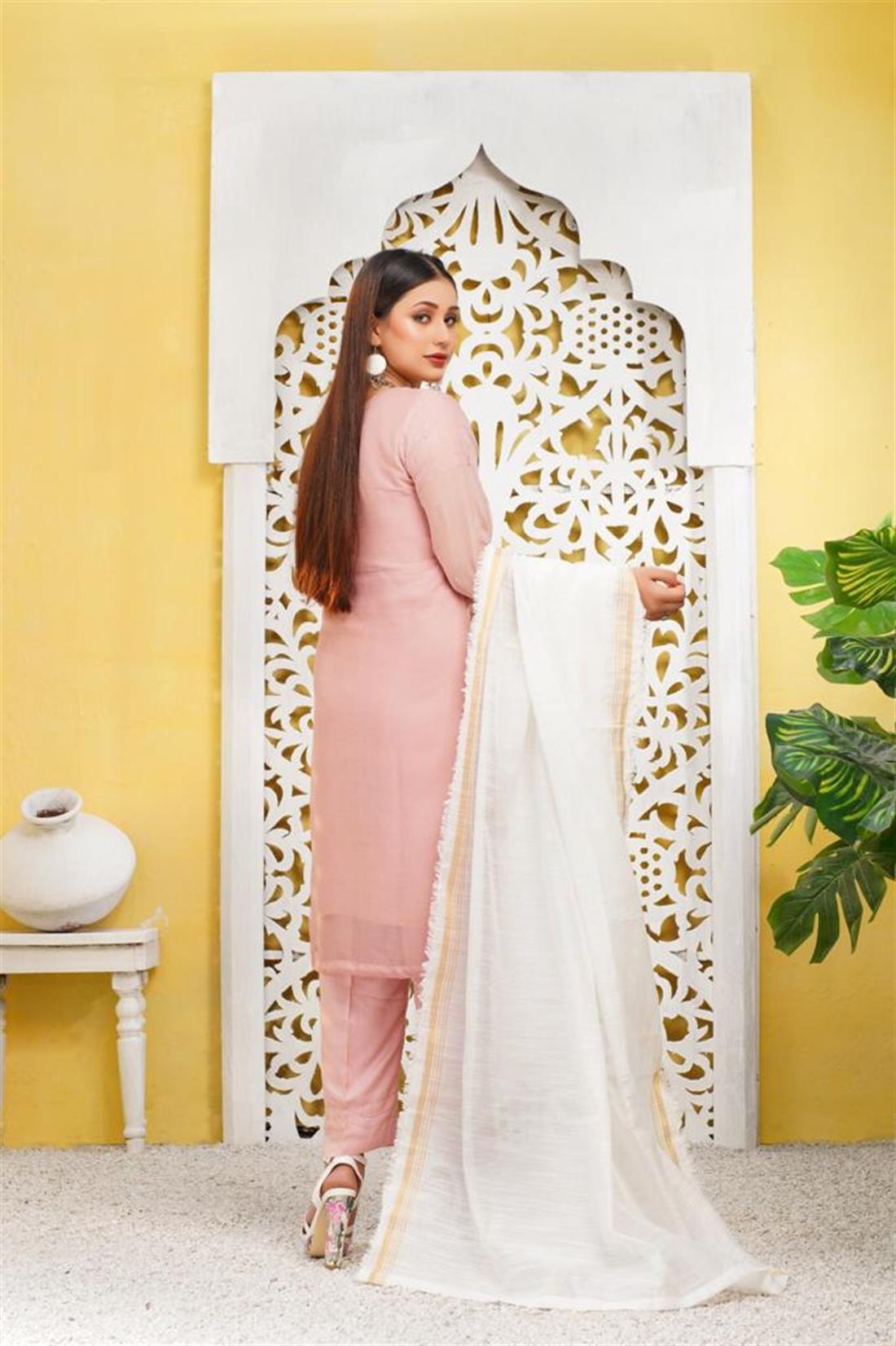 Pink Chiffon Purple 3 Piece Tilla Embroidered Readymade Salwar Suit