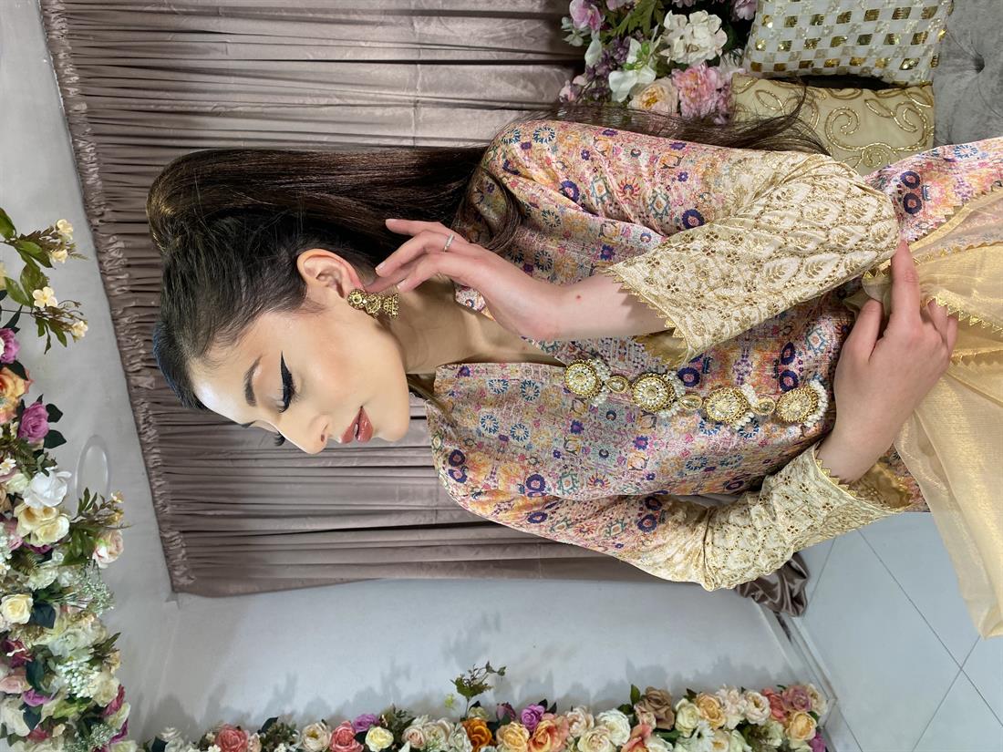 Beige Embroidered Organza Ladies Readymade