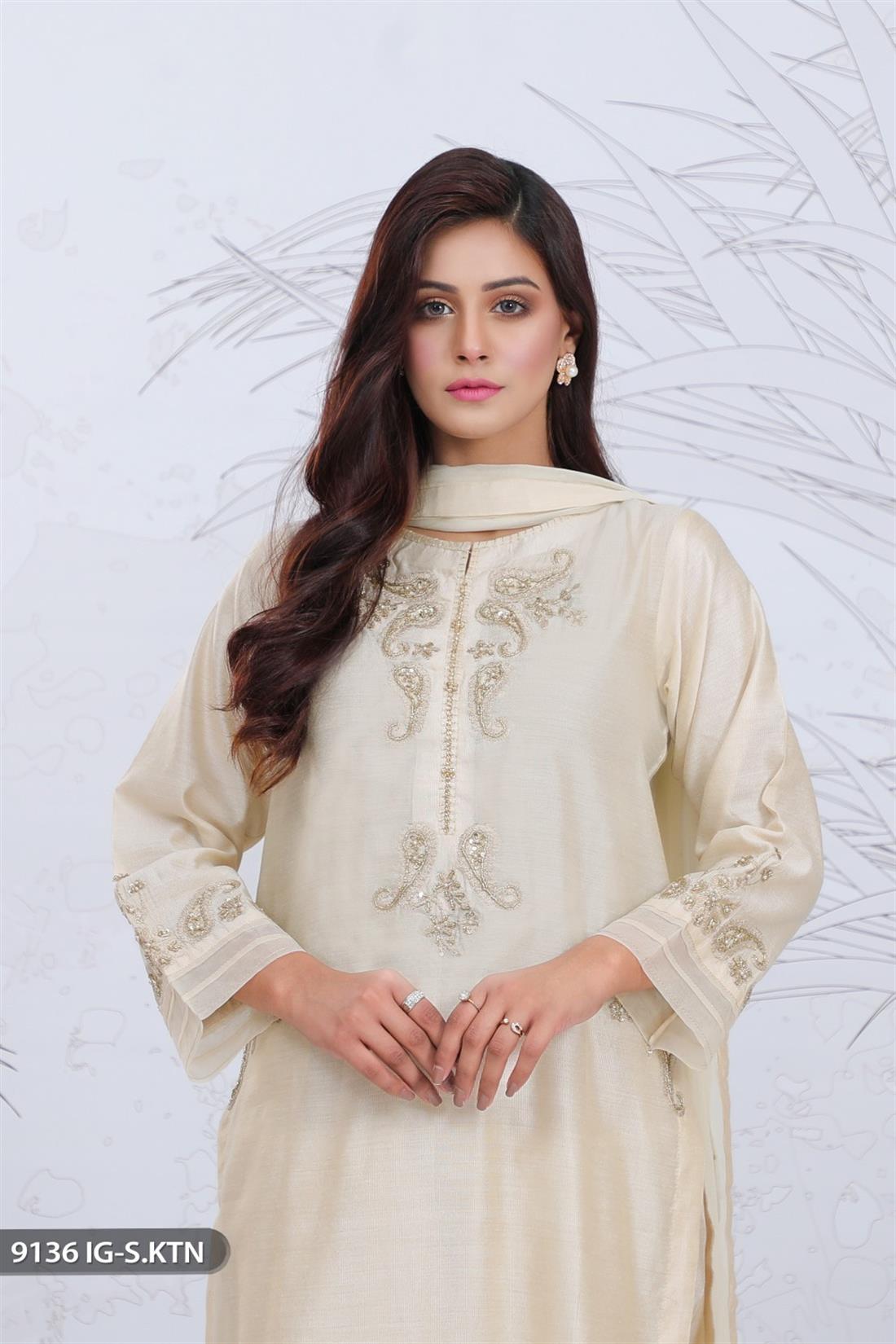 Skin Embroidered Chiffon Ladies Readymade