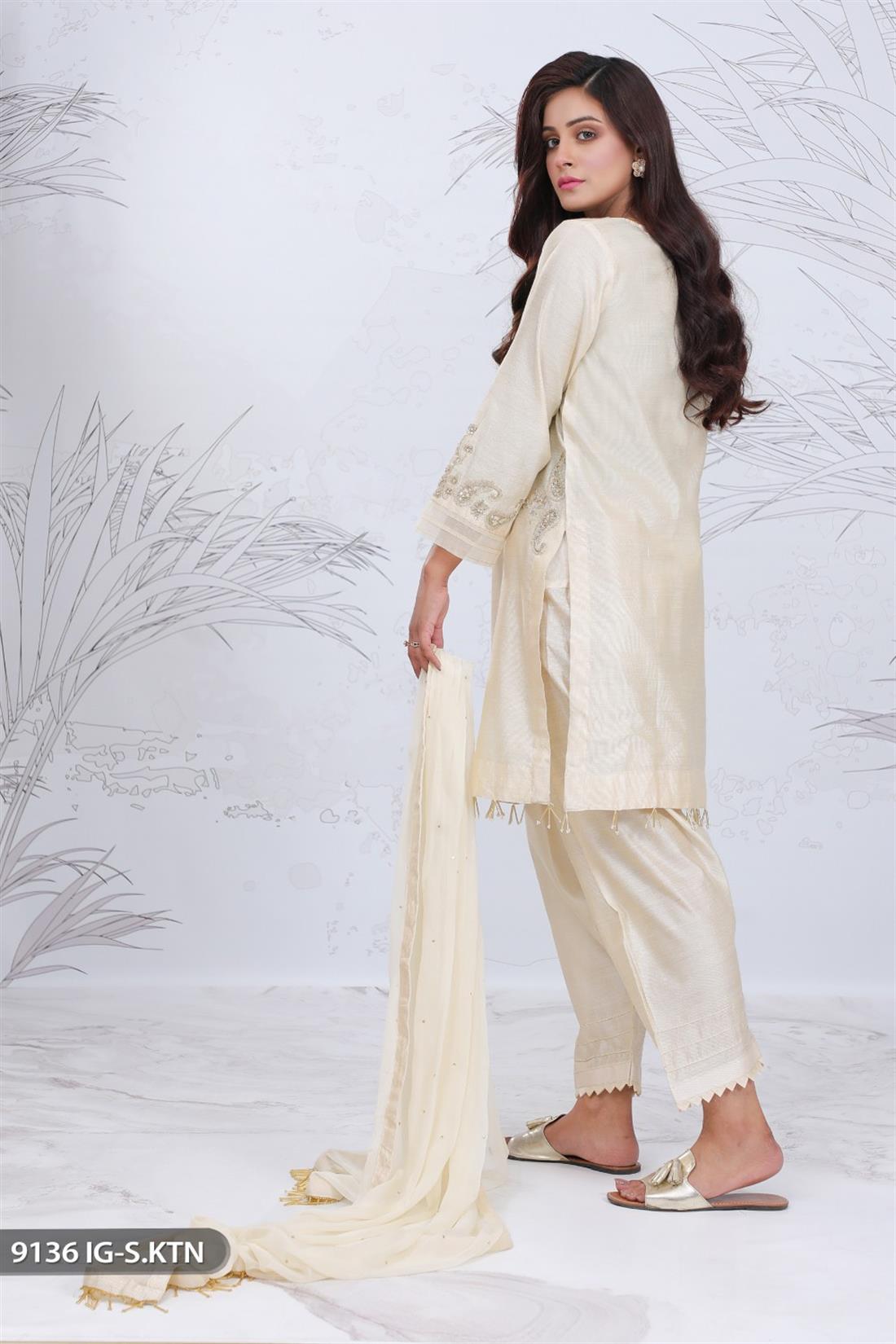 Skin Embroidered Chiffon Ladies Readymade