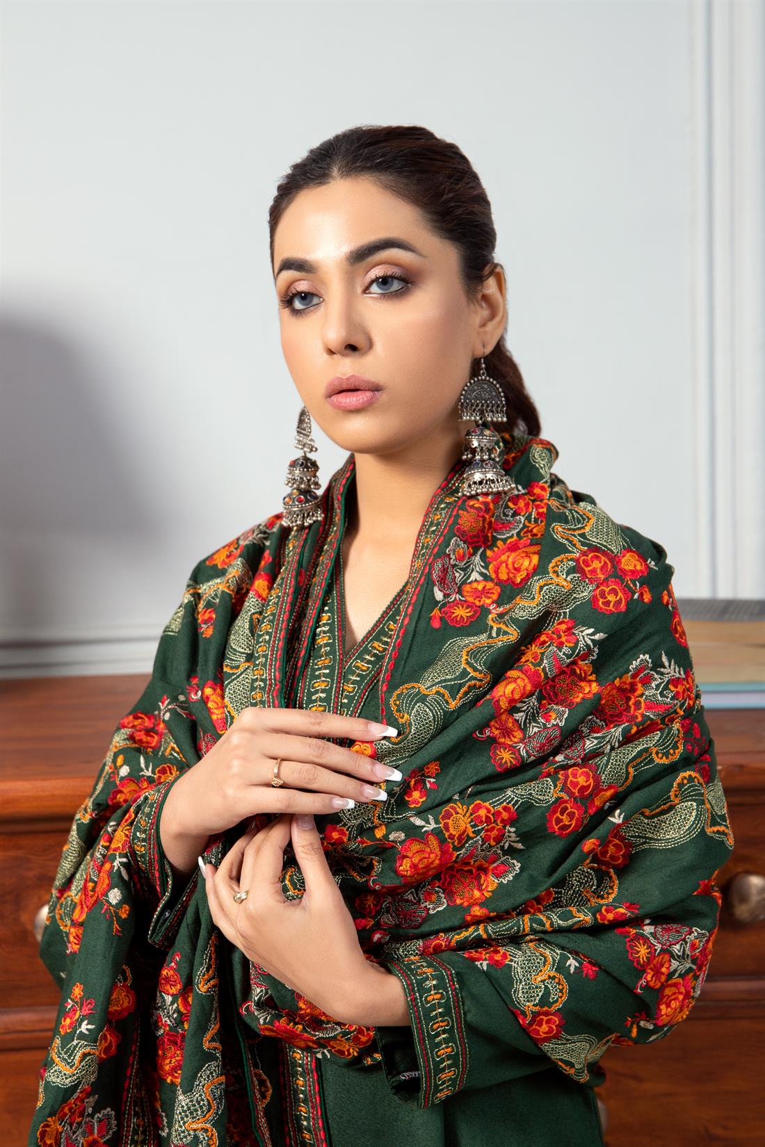 Green Embroidered Karandi Ladies Readymade