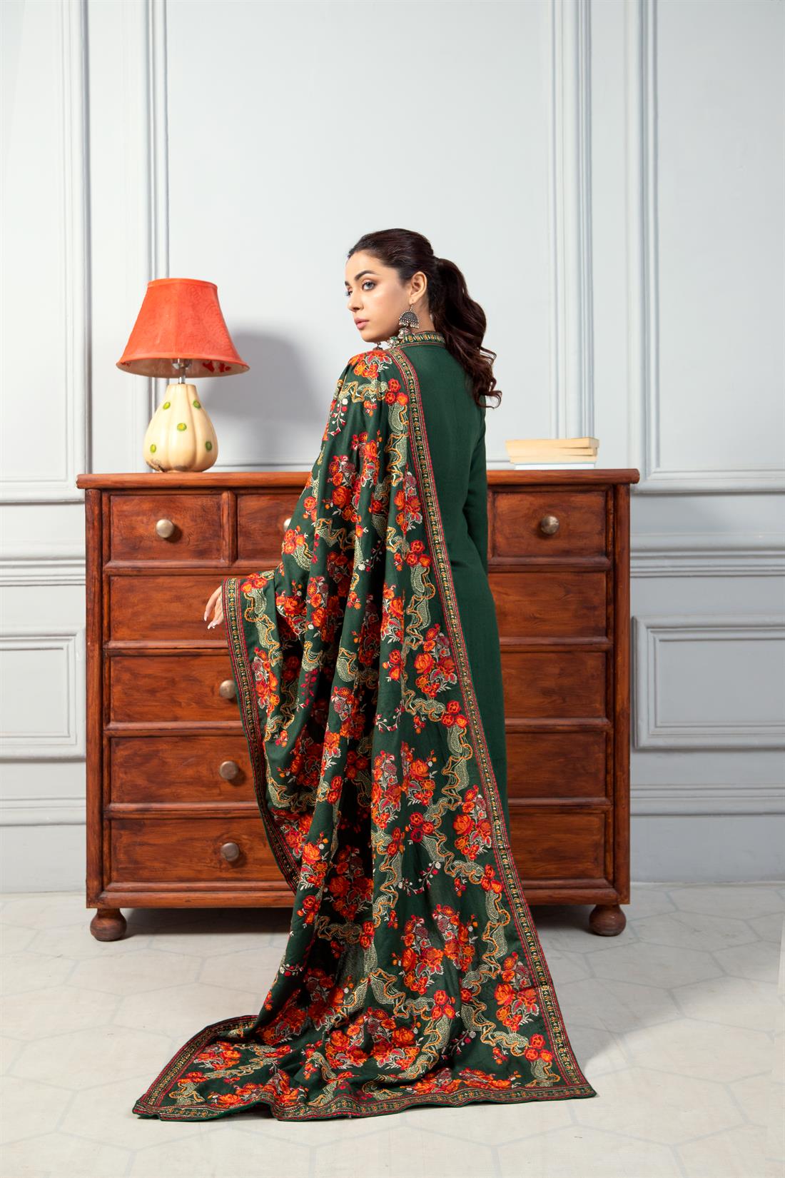 Green Embroidered Karandi Ladies Readymade