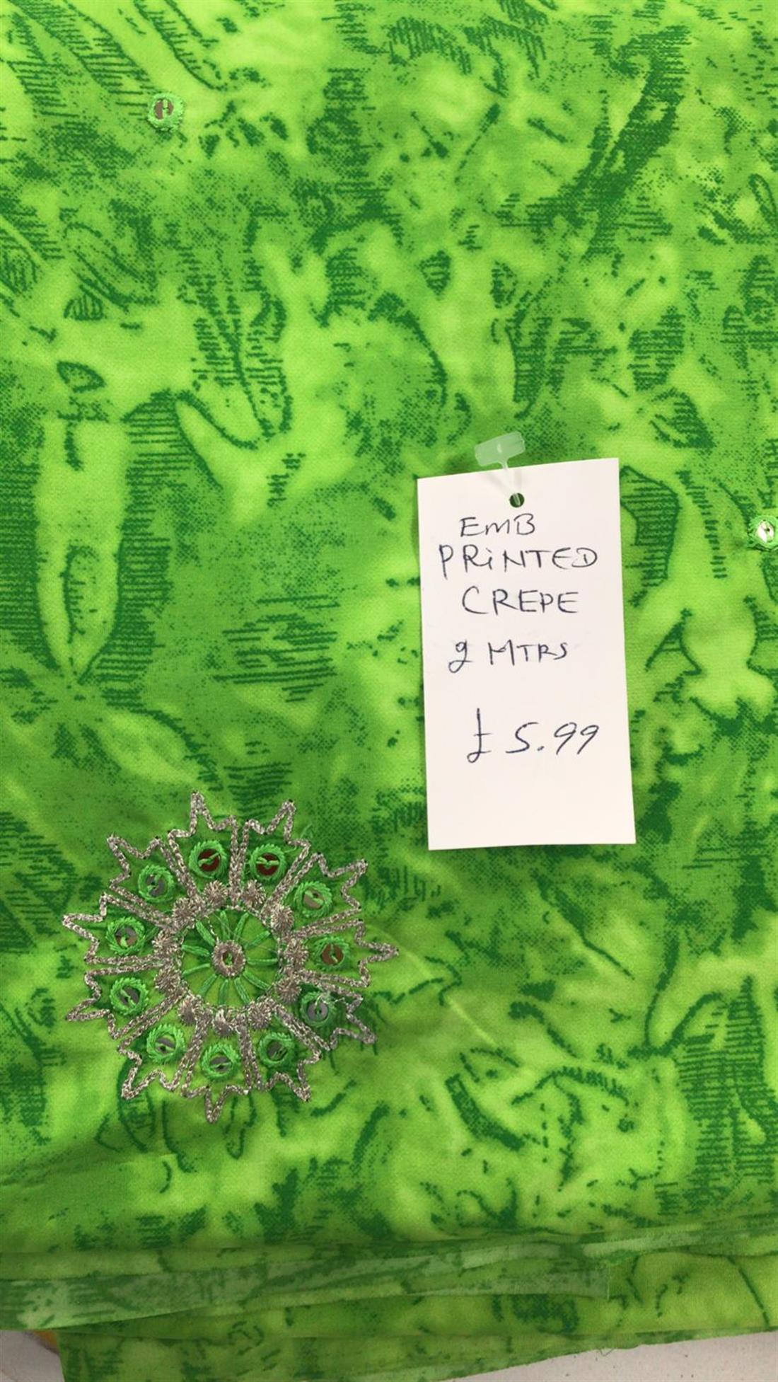 Green Printed Crepe