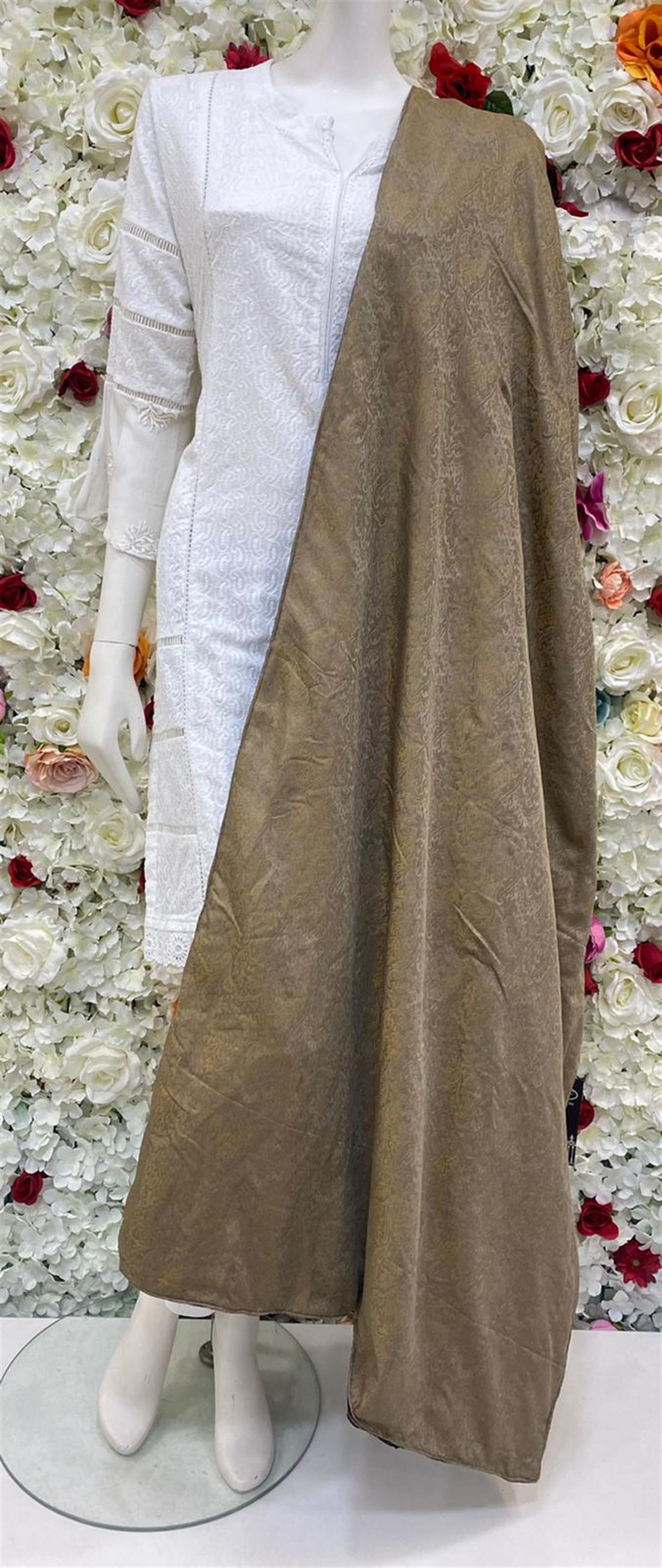 Chocolate Brown Embroidered Velvet Shawls and Scarves