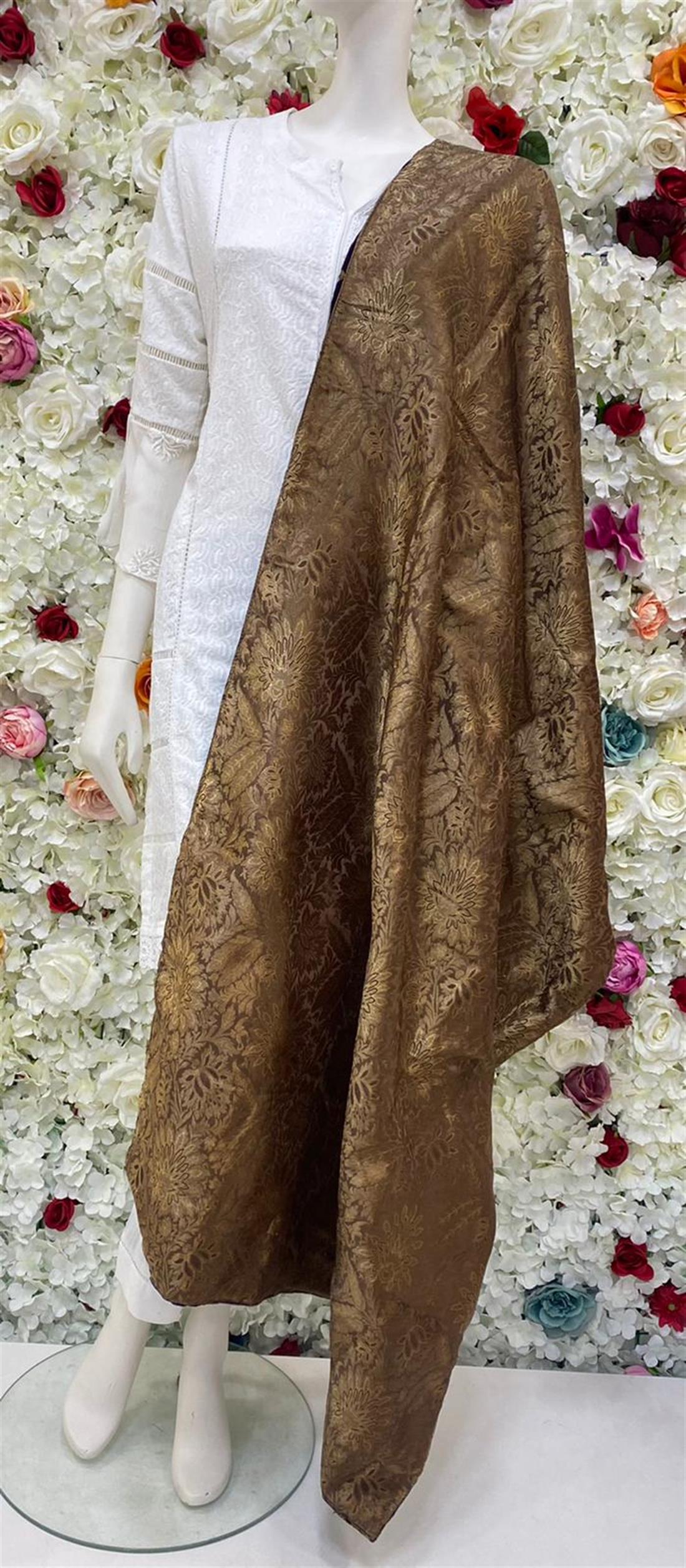 Plum Embroidered Velvet Shawls and Scarves