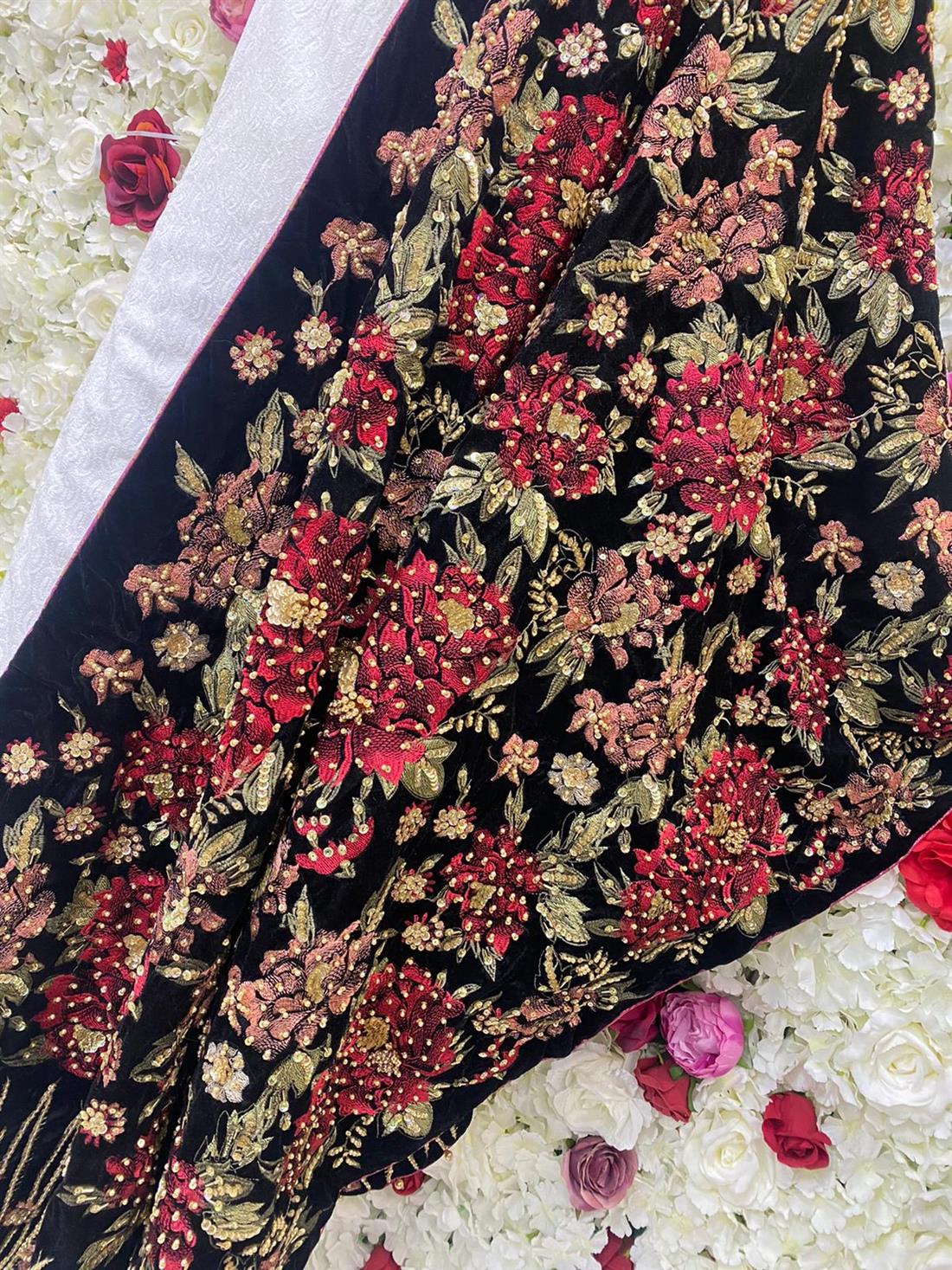 Black Embroidered Shawls and Scarves