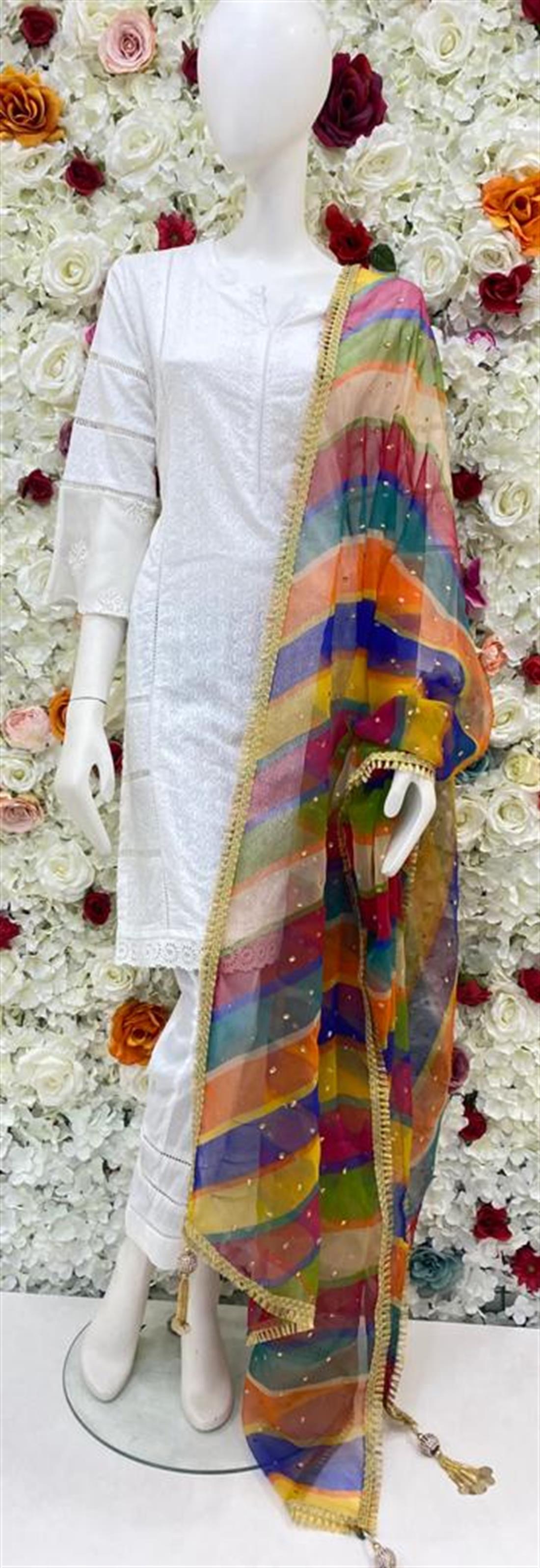 Colourful Dupatta-01 Organza Shawls and Scarves