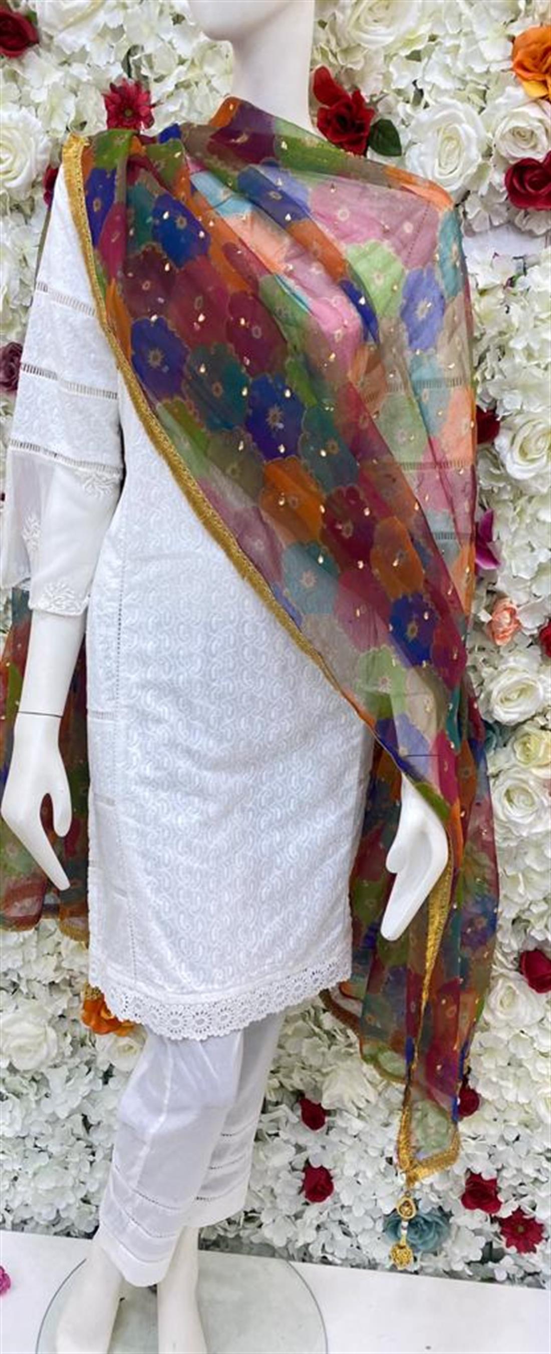 Colourful Dupatta-02 Organza Shawls and Scarves