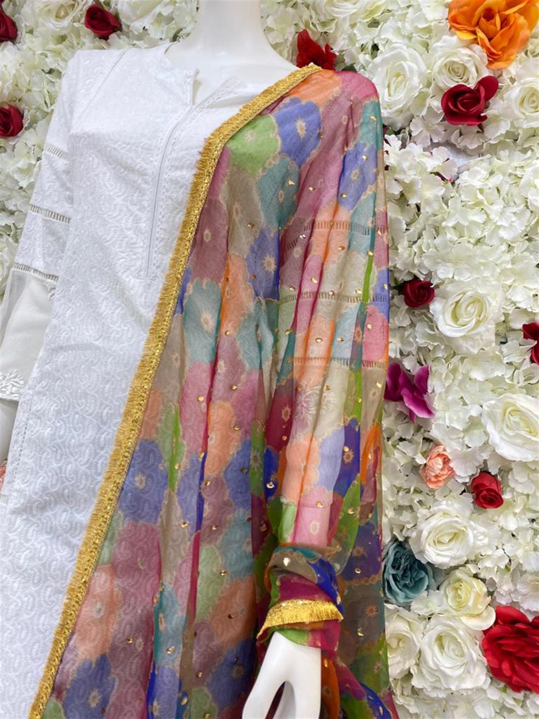 Colourful Dupatta-02 Organza Shawls and Scarves