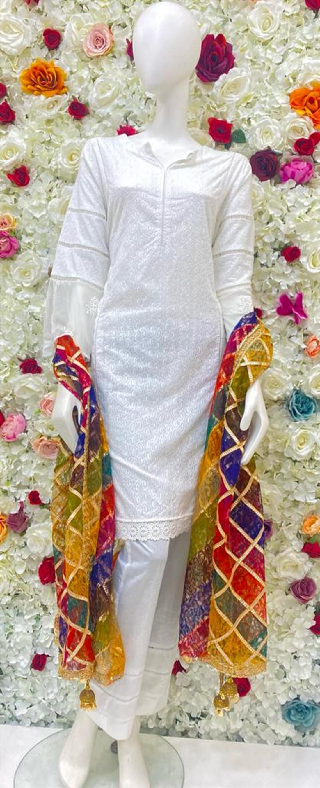Multicolour Embroidered Net Shawls and Scarves