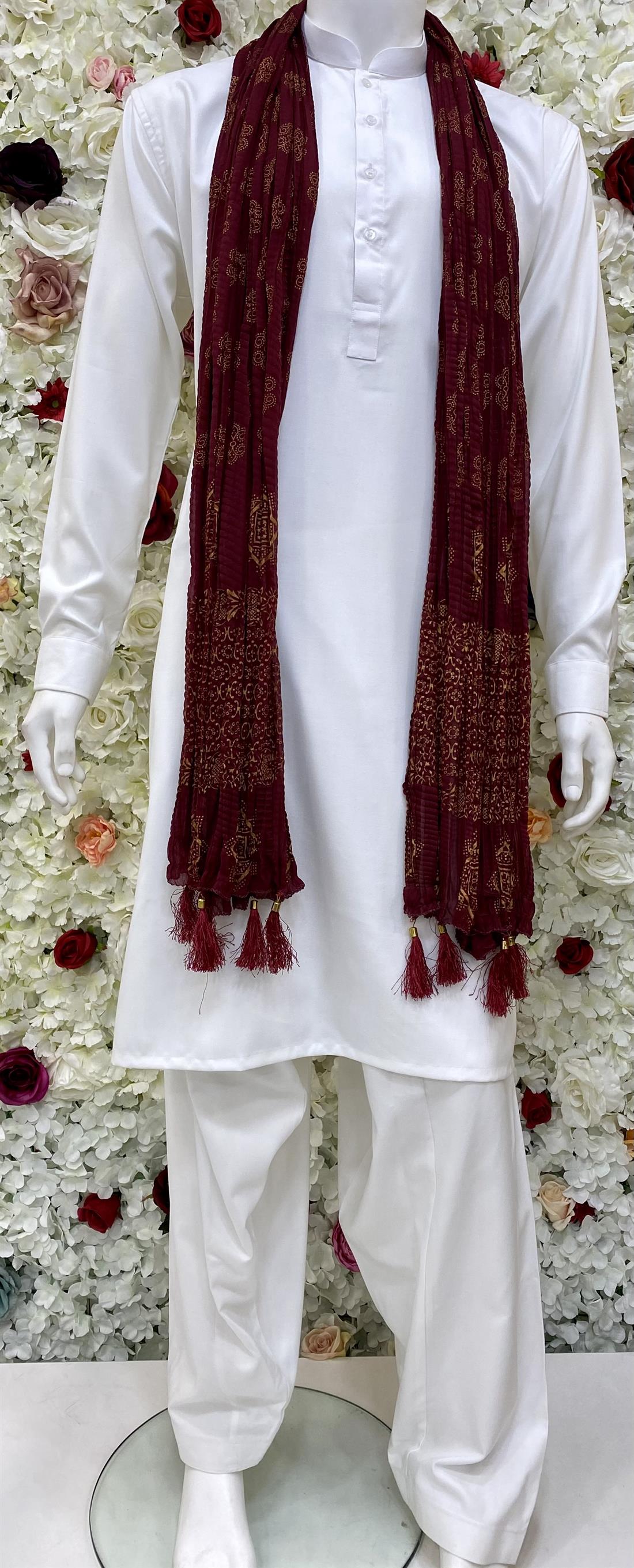 Maroon & Gold Mens Shawls