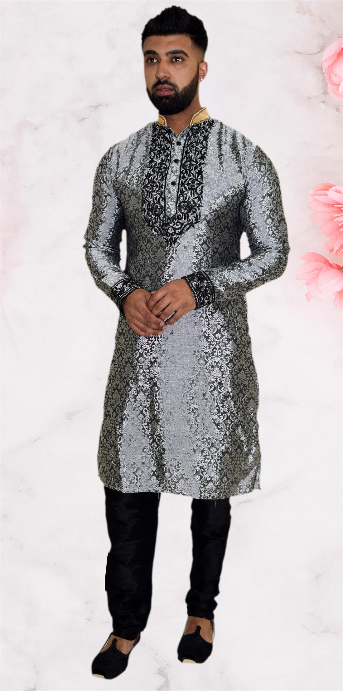 Grey Mens Kurta Pajama