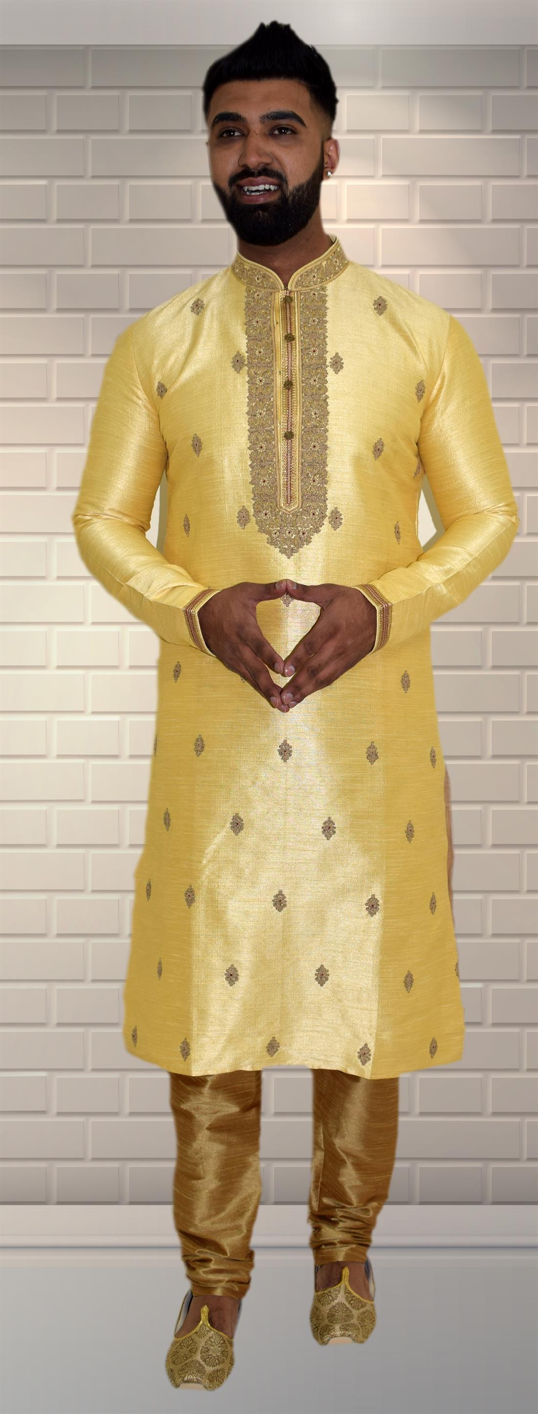 Yellow Mens Kurta Pajama