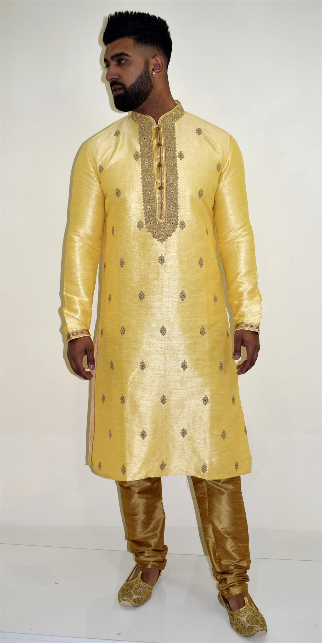 Yellow Mens Kurta Pajama